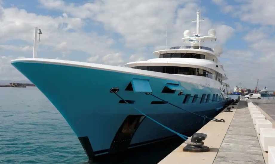 Axioma, the superyacht belonging to Russian oligarch Dmitry Pumpyansky, docked in Gibraltar