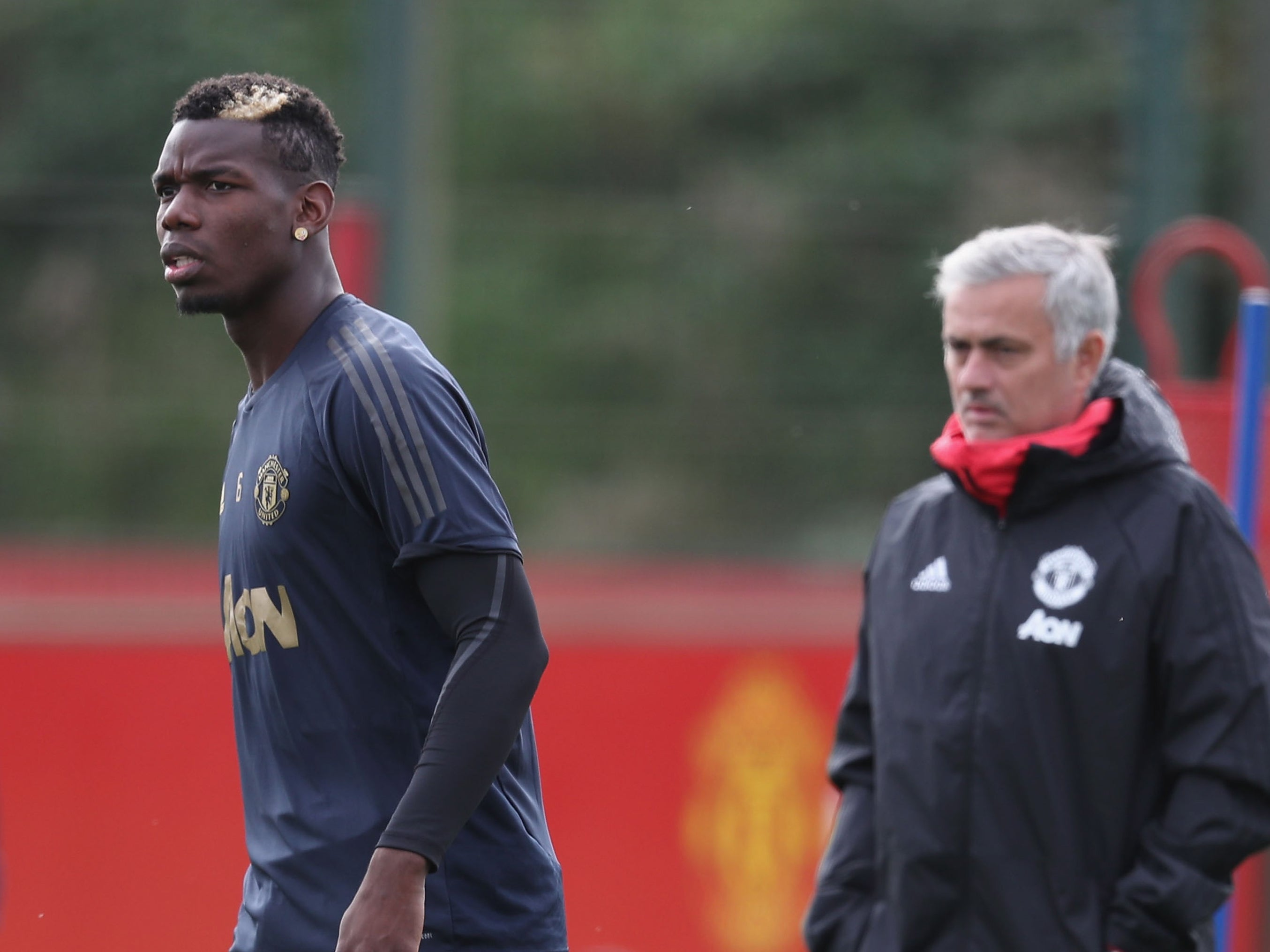 Paul Pogba and Jose Mourinho in 2018