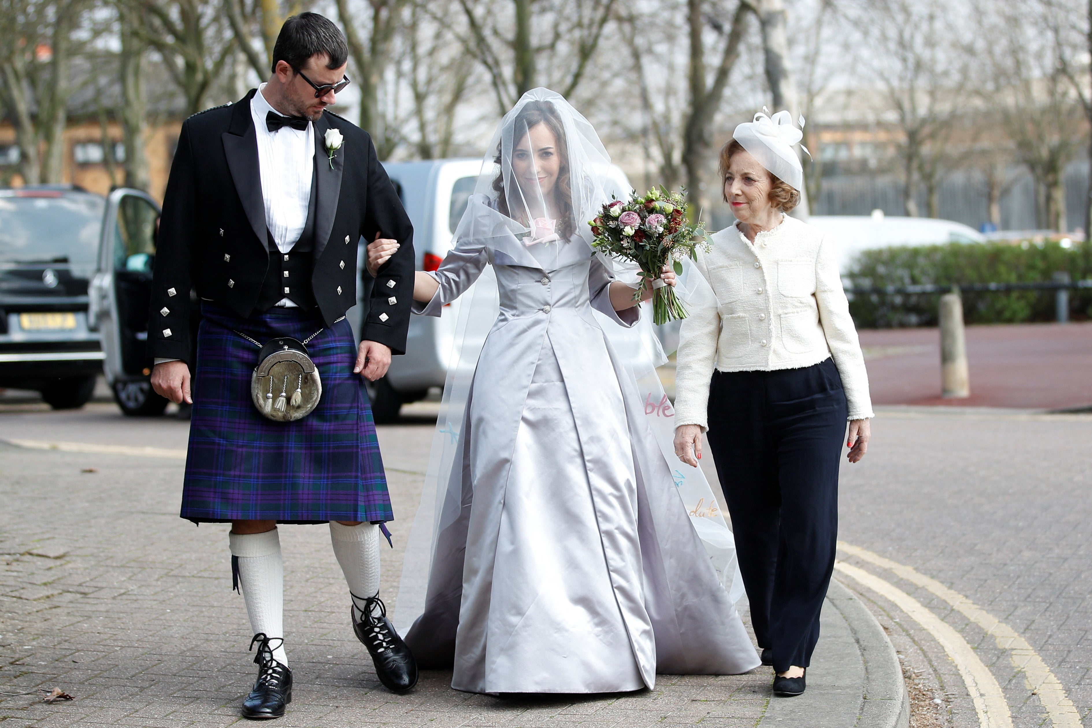 Stella Morris arrives at Belmarsh prison for her wedding with Julian Assange