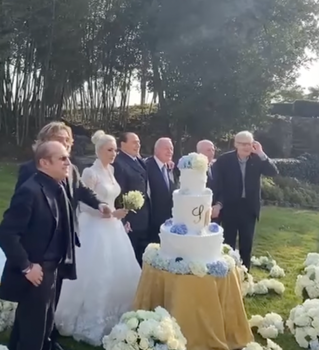 Silvio Berlusconi and his partner Marta Fascina at their unofficial wedding ceremony