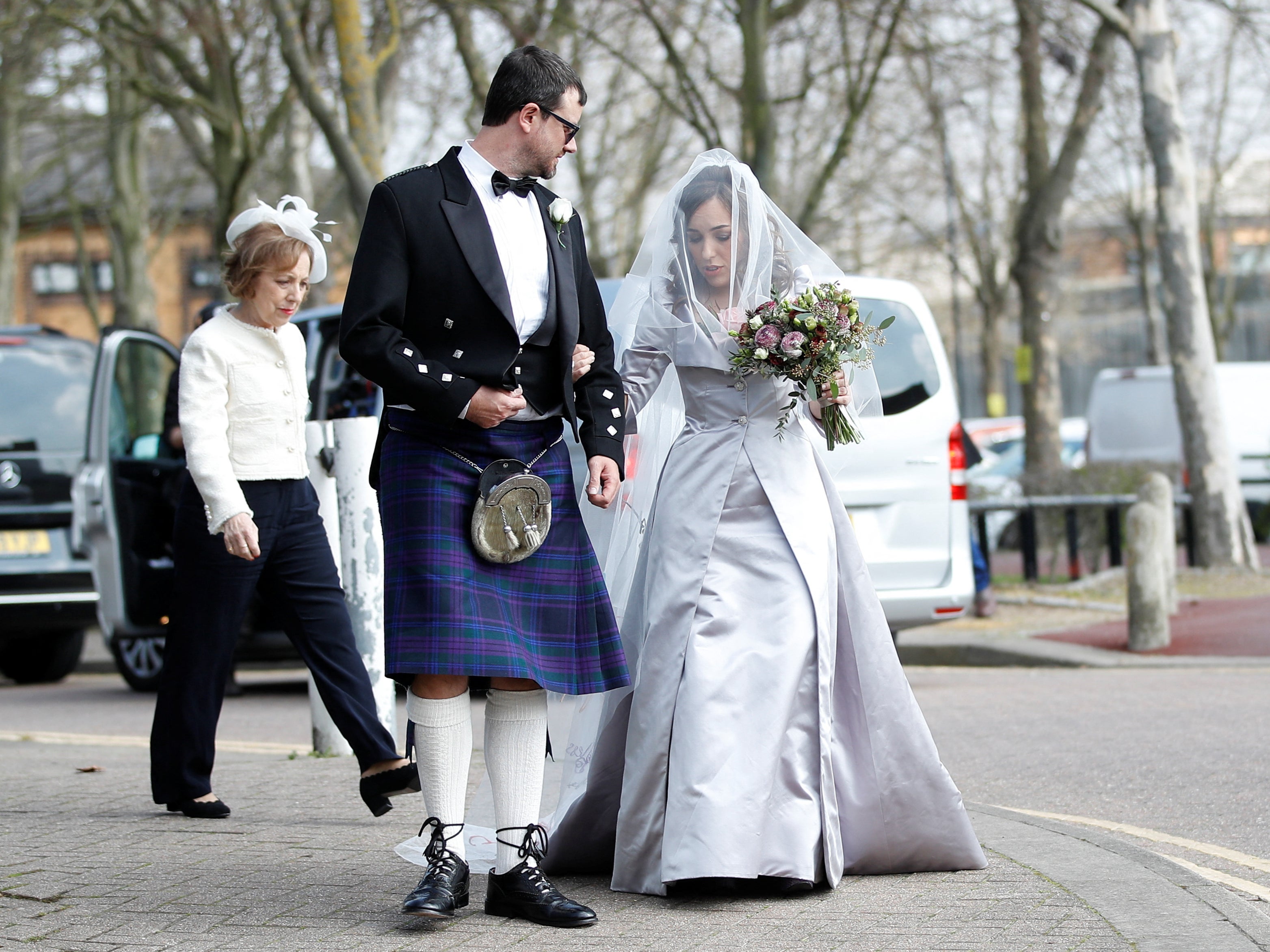 Stella Moris, partner of WikiLeaks founder Julian Assange, arrives at HMP Belmarsh prison before her wedding to Assange