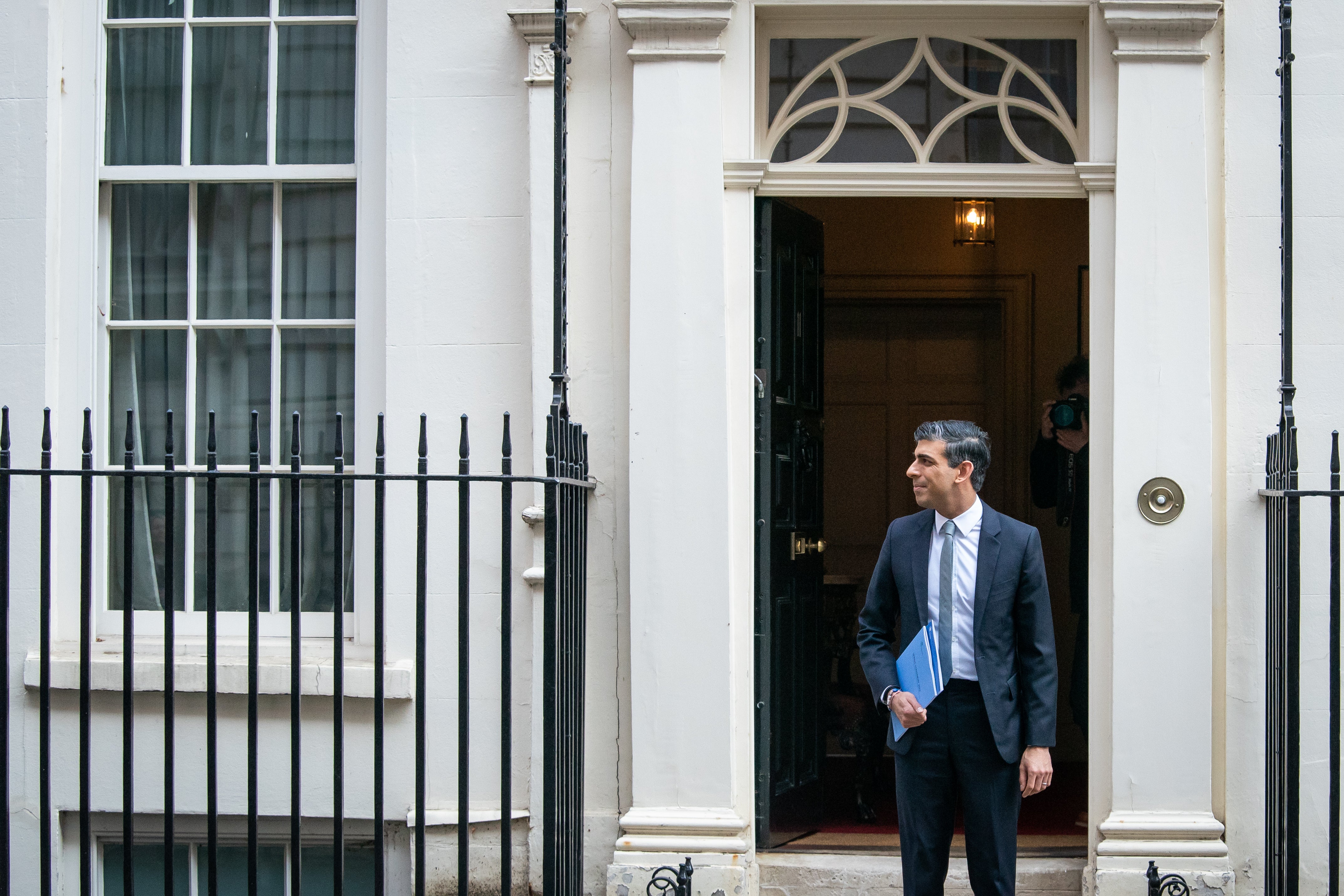 Chancellor of the Exchequer Rishi Sunak leaves 11 Downing Street ahead of his spring statement (Aaron Chown/PA)