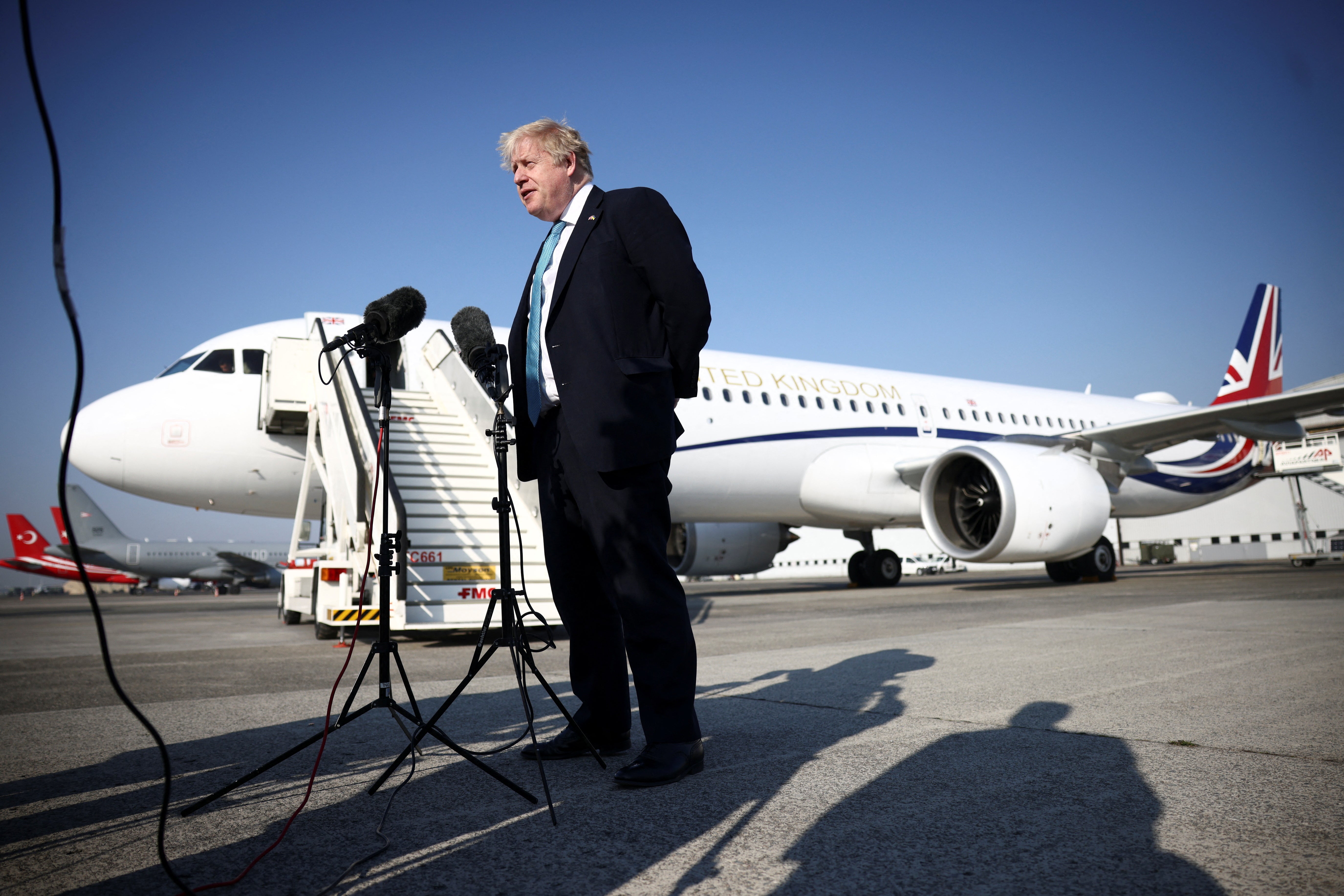 Prime Minister Boris Johnson addresses the media after arriving in Brussels (Henry Nicholls/PA)