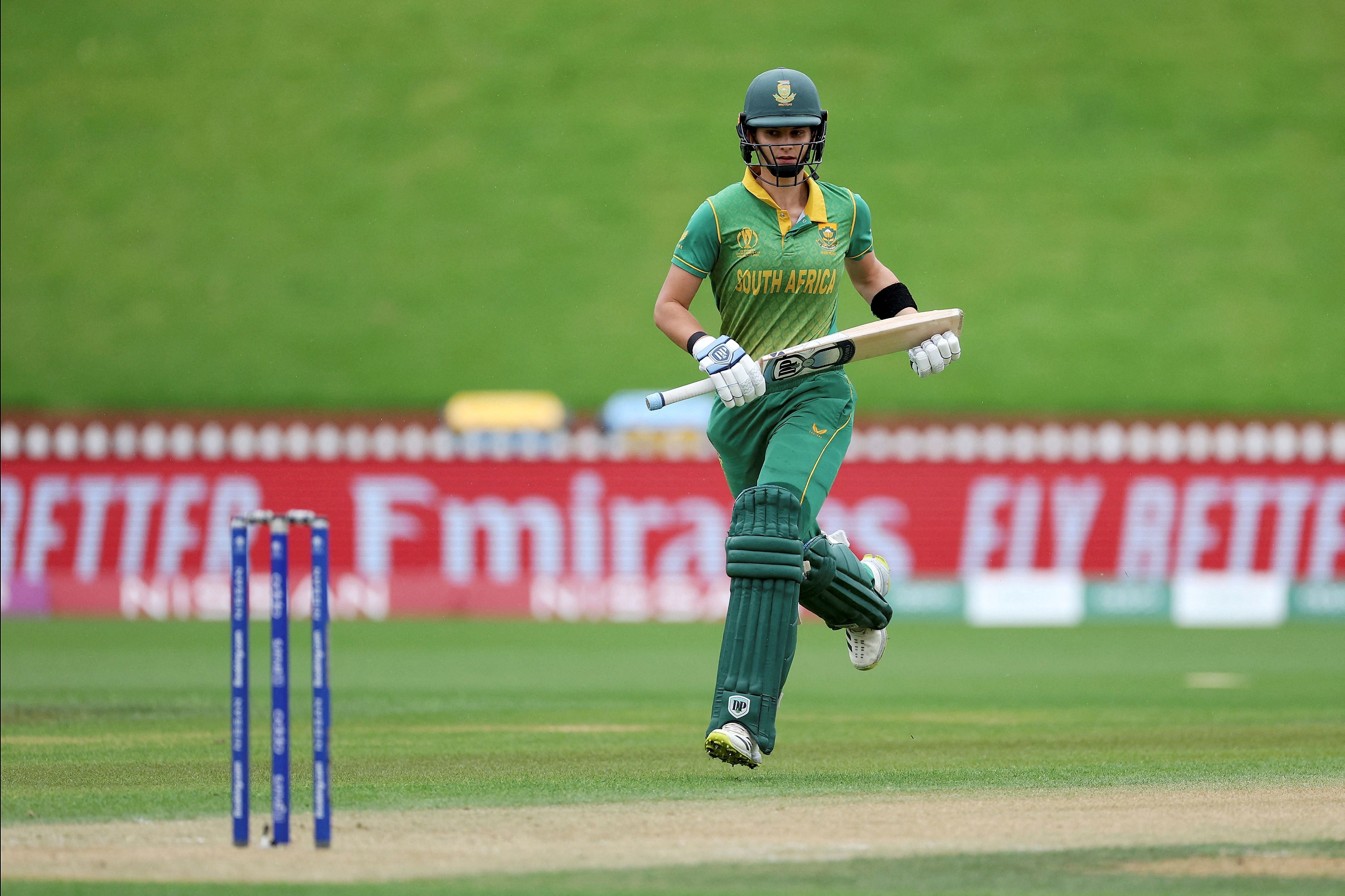 South Africa's Laura Wolvaardt runs between the wickets