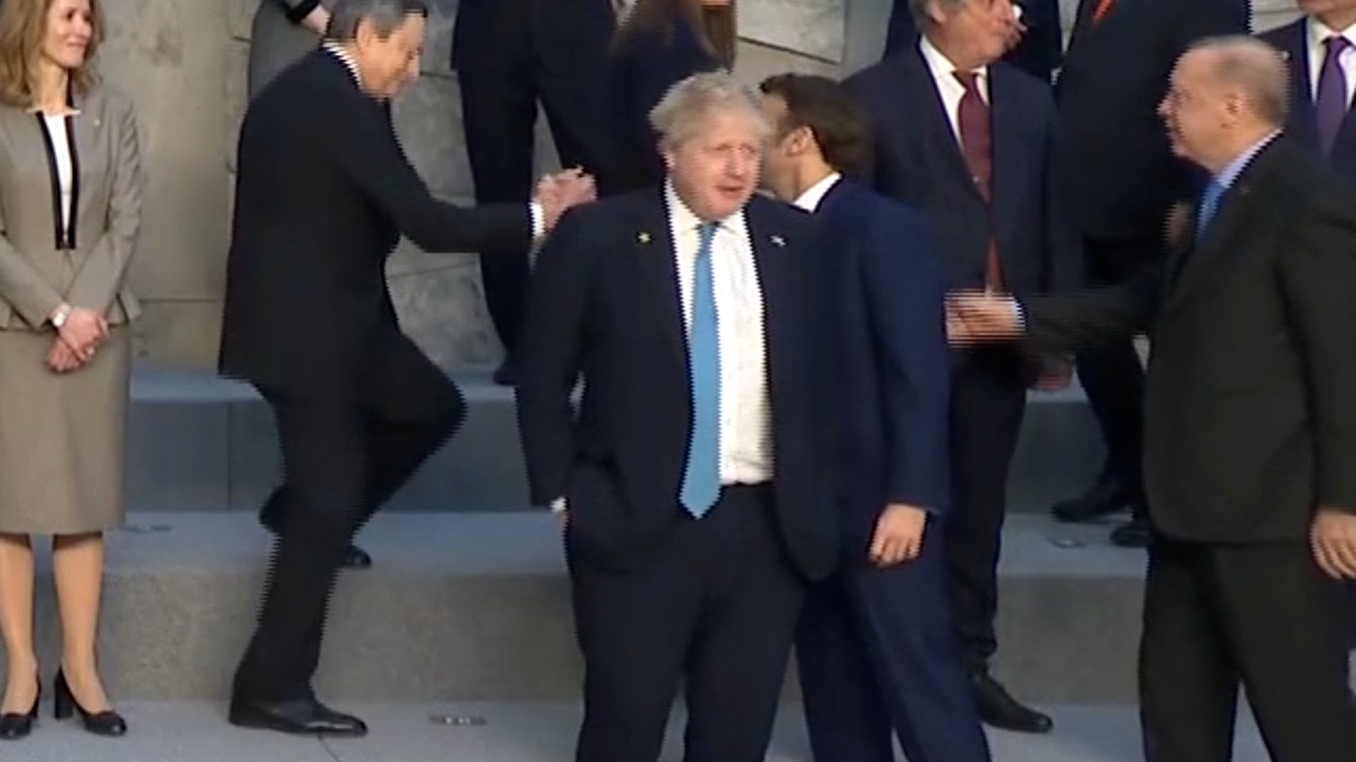 Boris Johnson stood alone while other EU leaders greeted each other