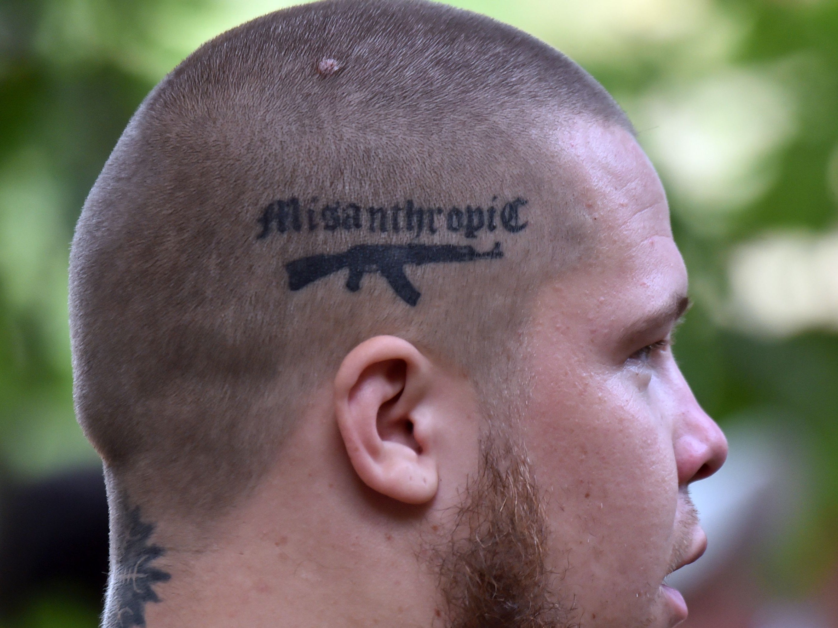 A tattooed Azov Battalion recruit in August 2015