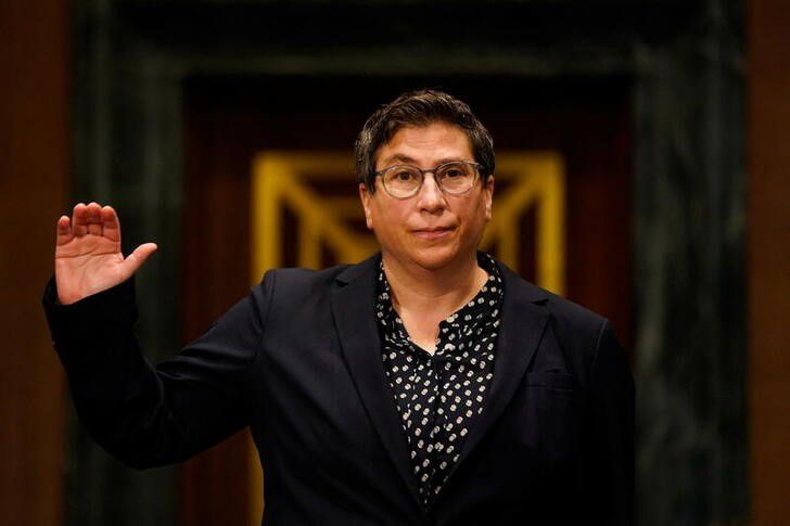 Alison Nathan, the Manhattan federal judge overseeing the sex abuse trial of British socialite Ghislaine Maxwell, testifies in regards to her nomination for a seat on the 2nd U.S. Circuit Court of Appeals during a U.S. Senate Judiciary Committee hearing on Capitol Hill in Washington DC