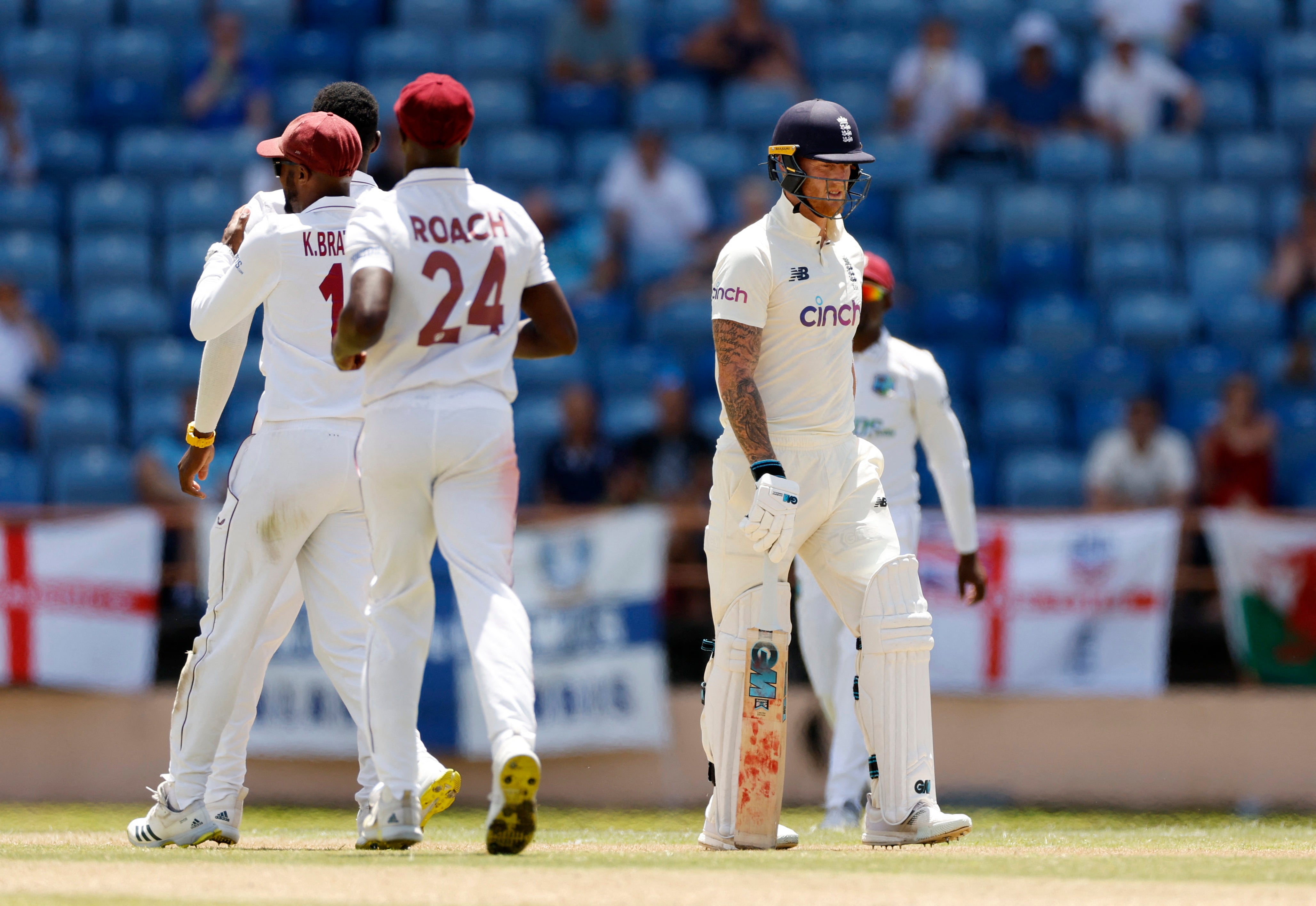 Ben Stokes was removed cheaply by West Indies