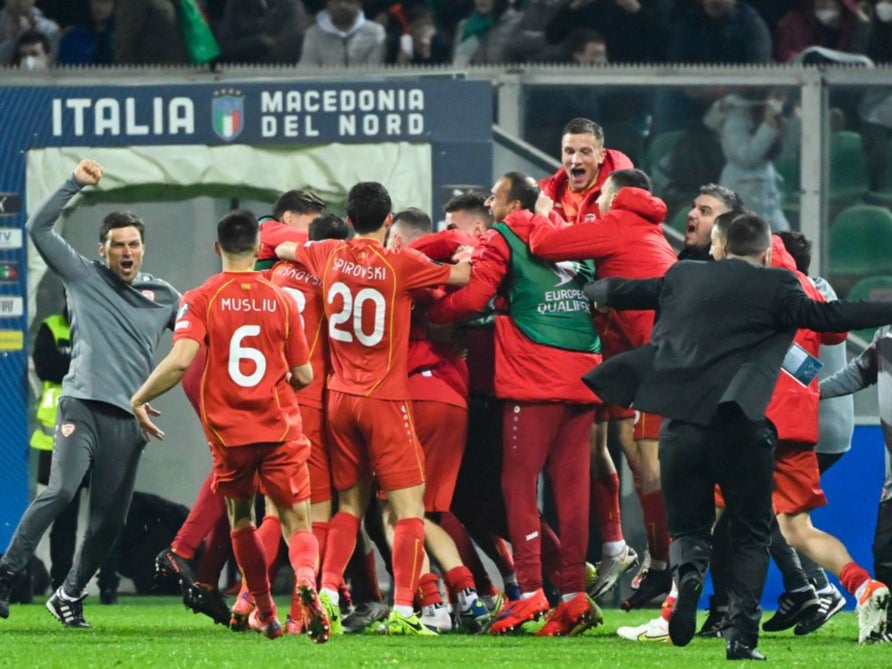 North Macedonia celebrate their victory