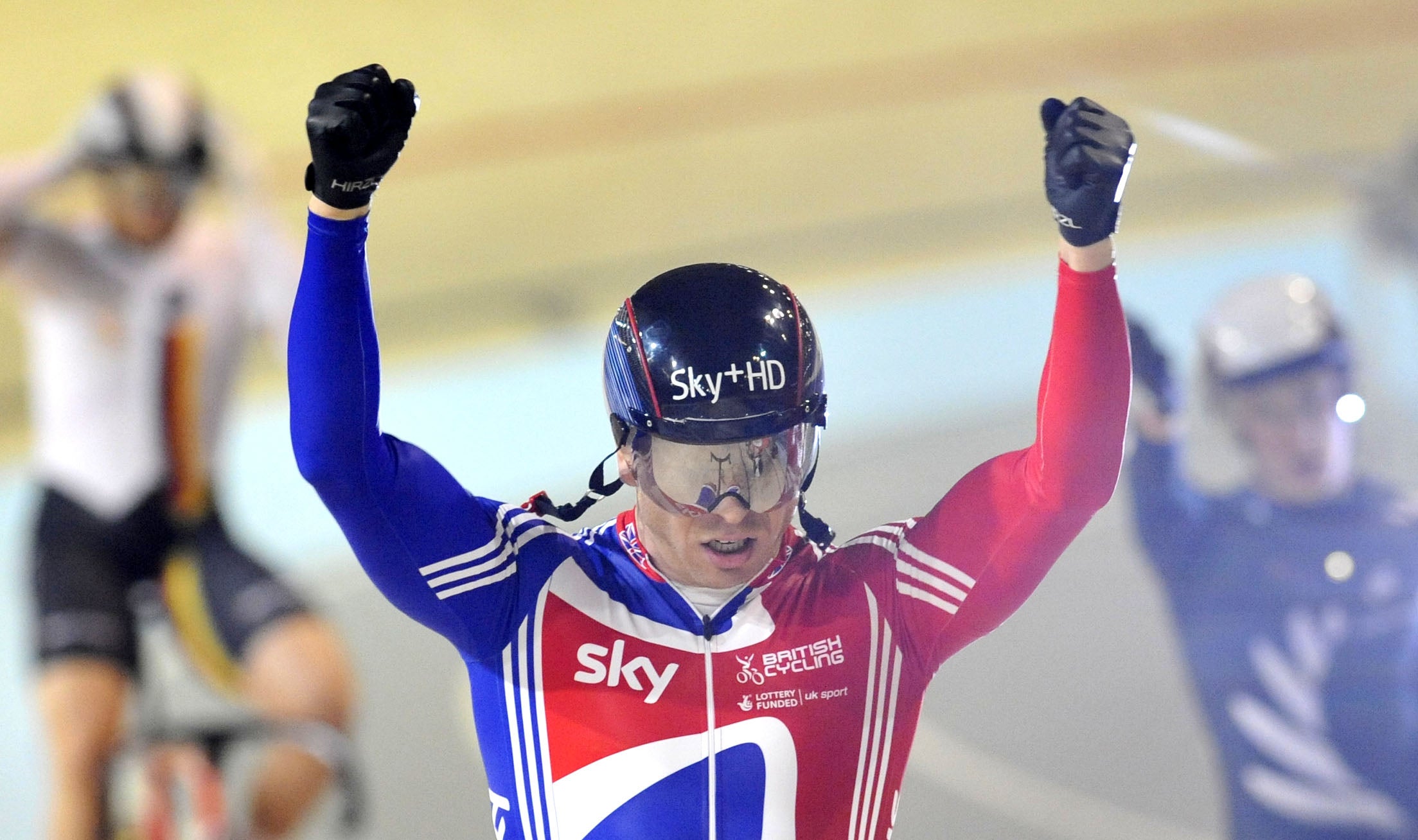 Sir Chris Hoy celebrates winning his 10th World Championship gold in Copenhagen on this day in 2010 (Tim Ireland/PA)