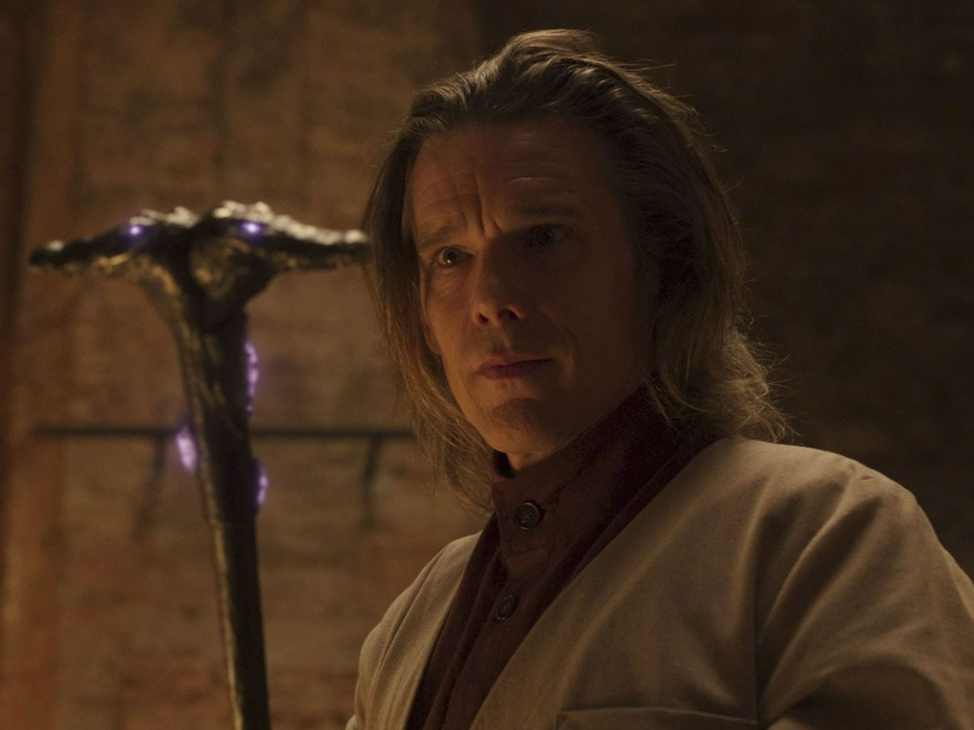 Ethan Hawke plays deranged cult leader Arthur Harrow in ‘Moon Knight’