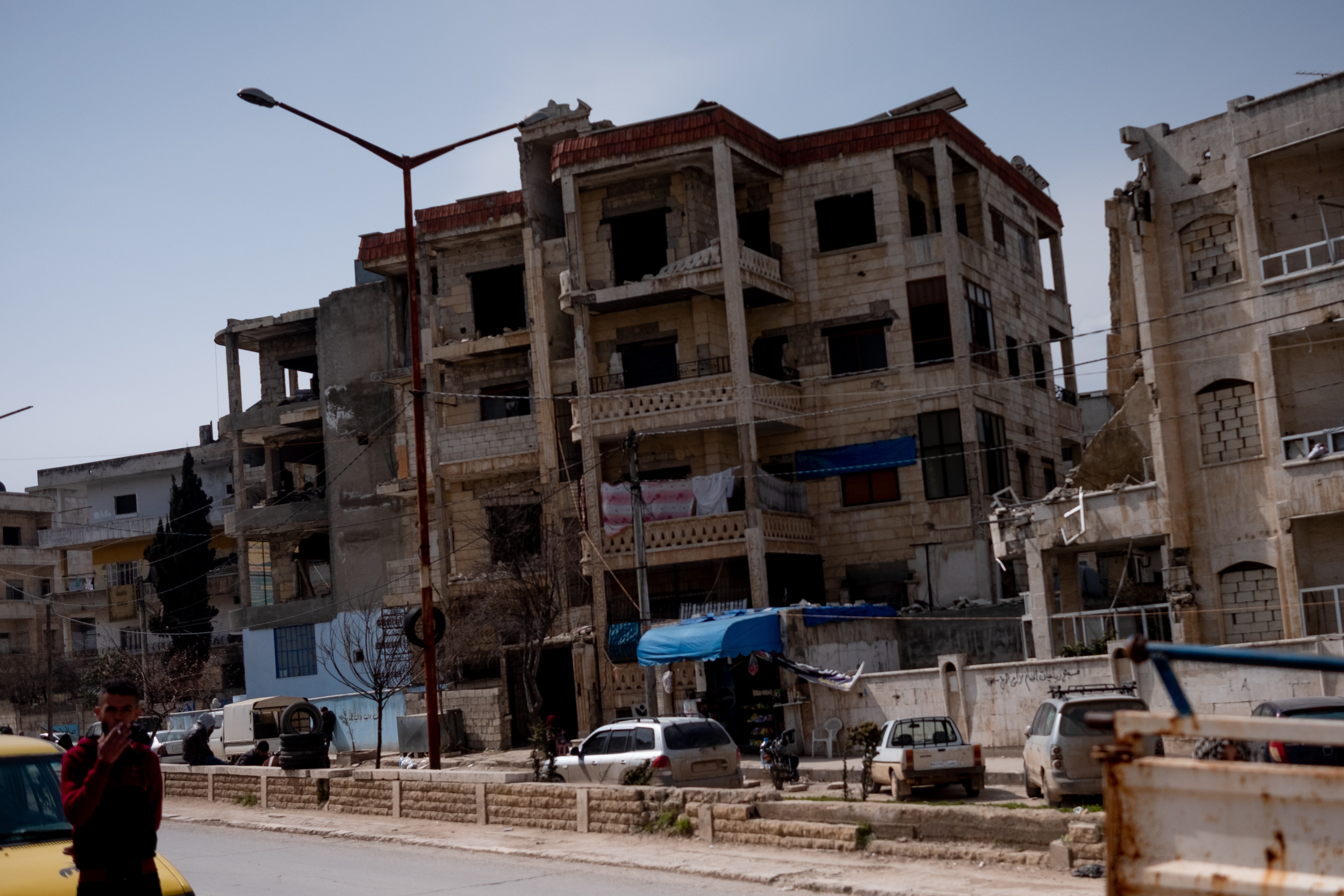 A street view of Idlib, showing the damage from war