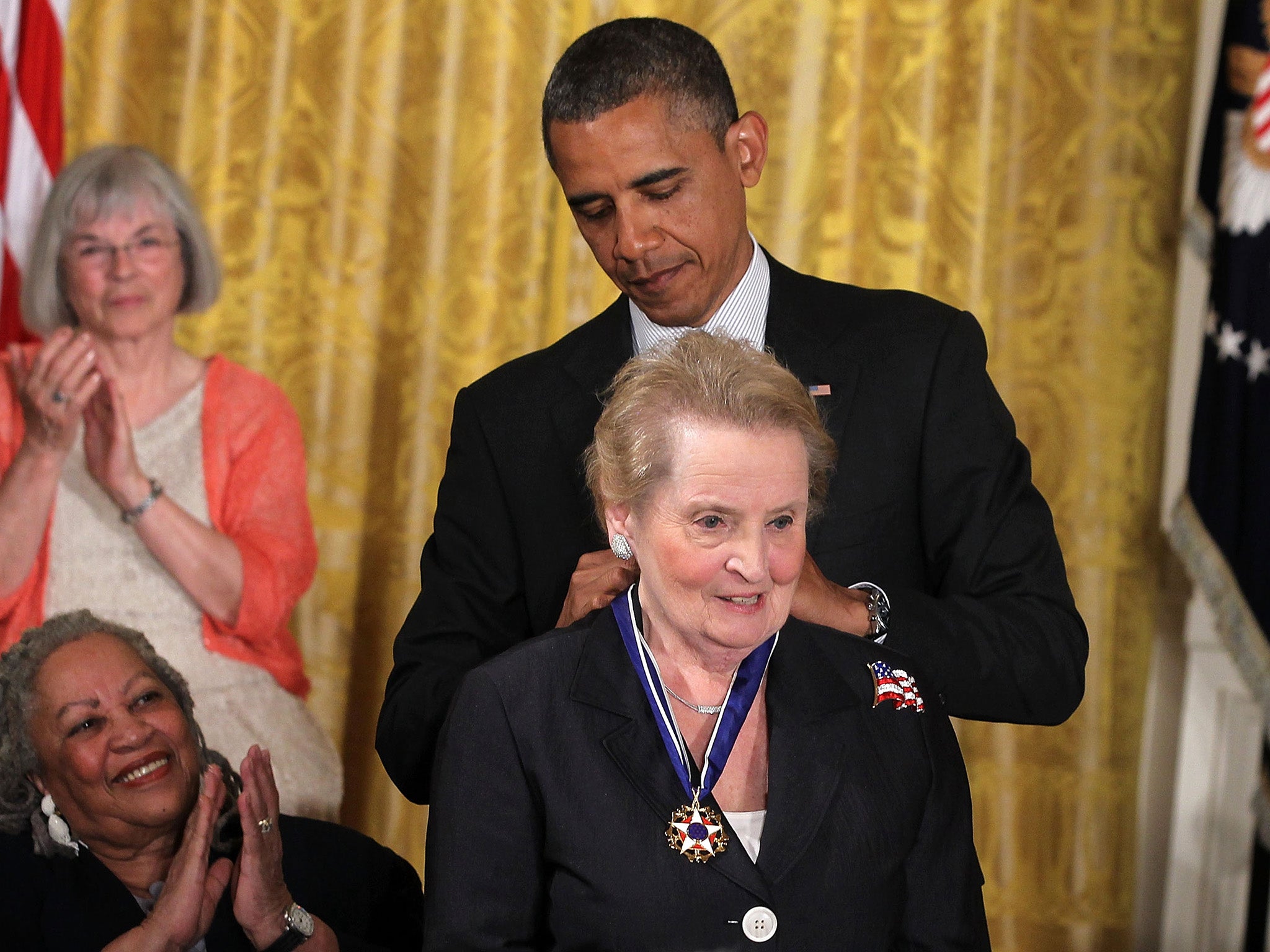 Albright receives the Presidential Medal of Freedom from Barack Obama in 2012