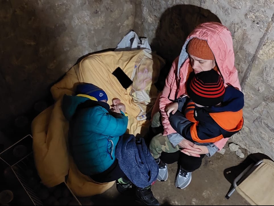 Nataliia, Denys and Mark, took shelter in their basement when there were air raid sirens before deciding to flee Ukraine