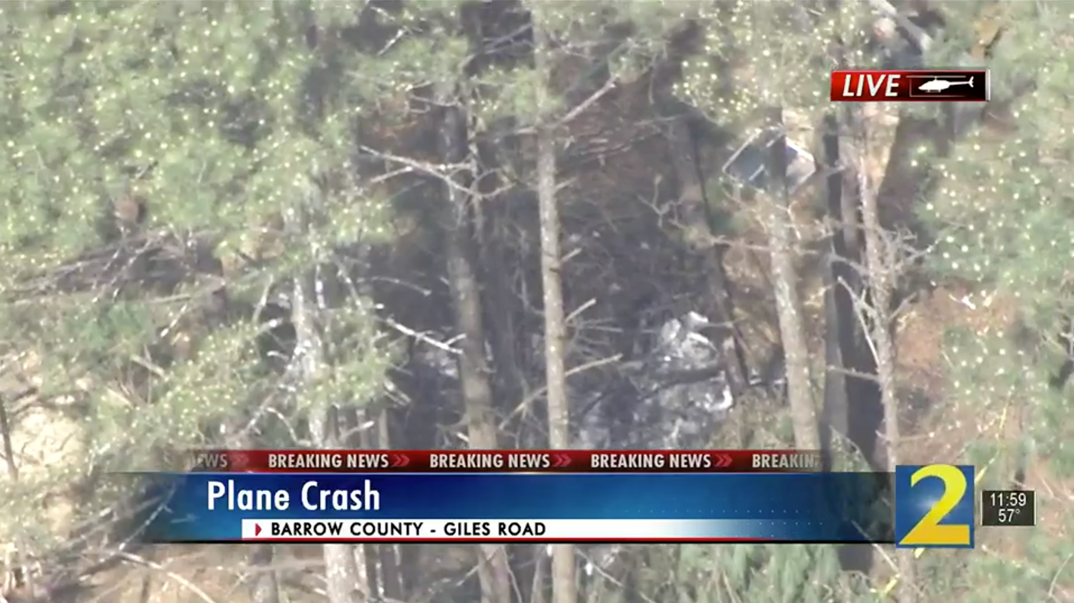 A small, single-engine plane crashed into a wooded area near Barrow County Airport, Georgia