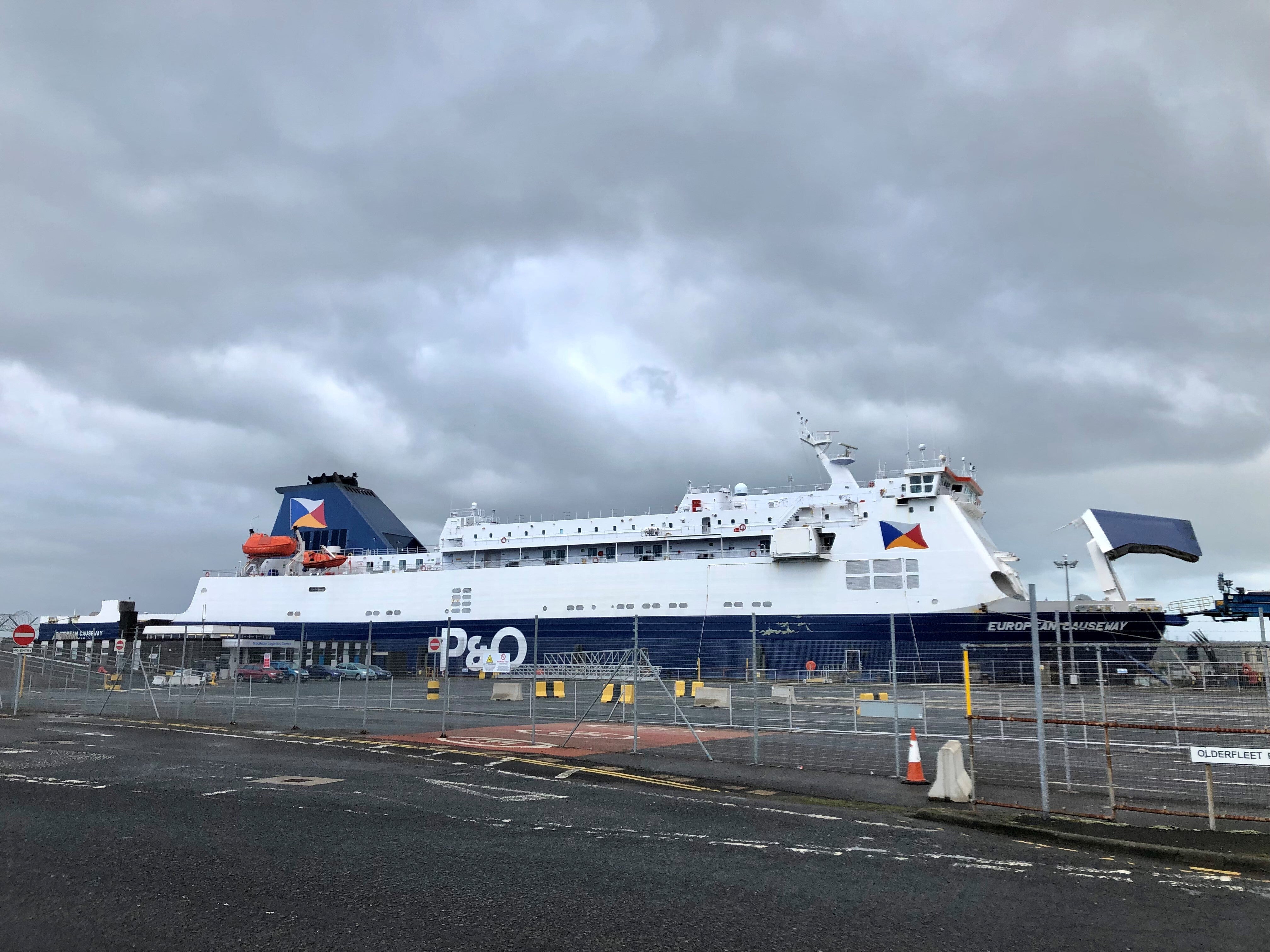 P&O European Causeway ferry docked at Larne Port (PA)