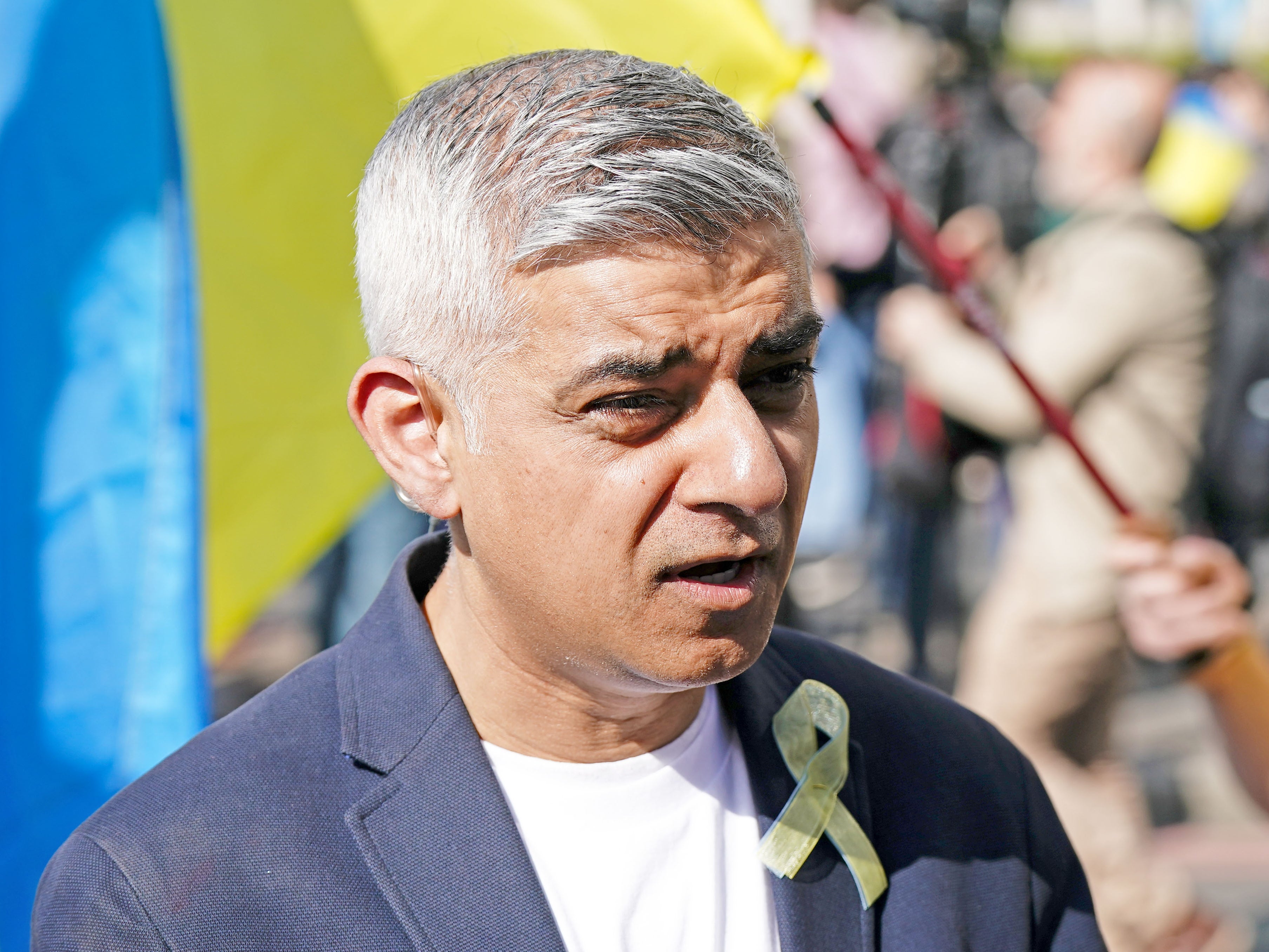 Mayor of London Sadiq Khan speaks at Ukraine solidarity march