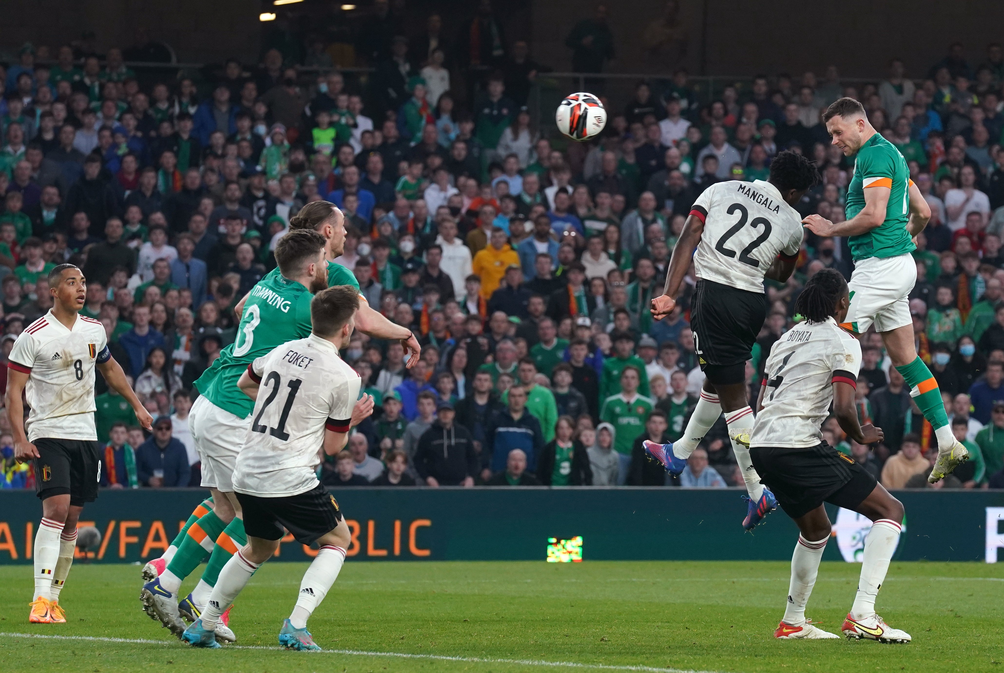 Belgium looked set to win before Alan Browne headed his side’s equaliser (Brian Lawless/PA)