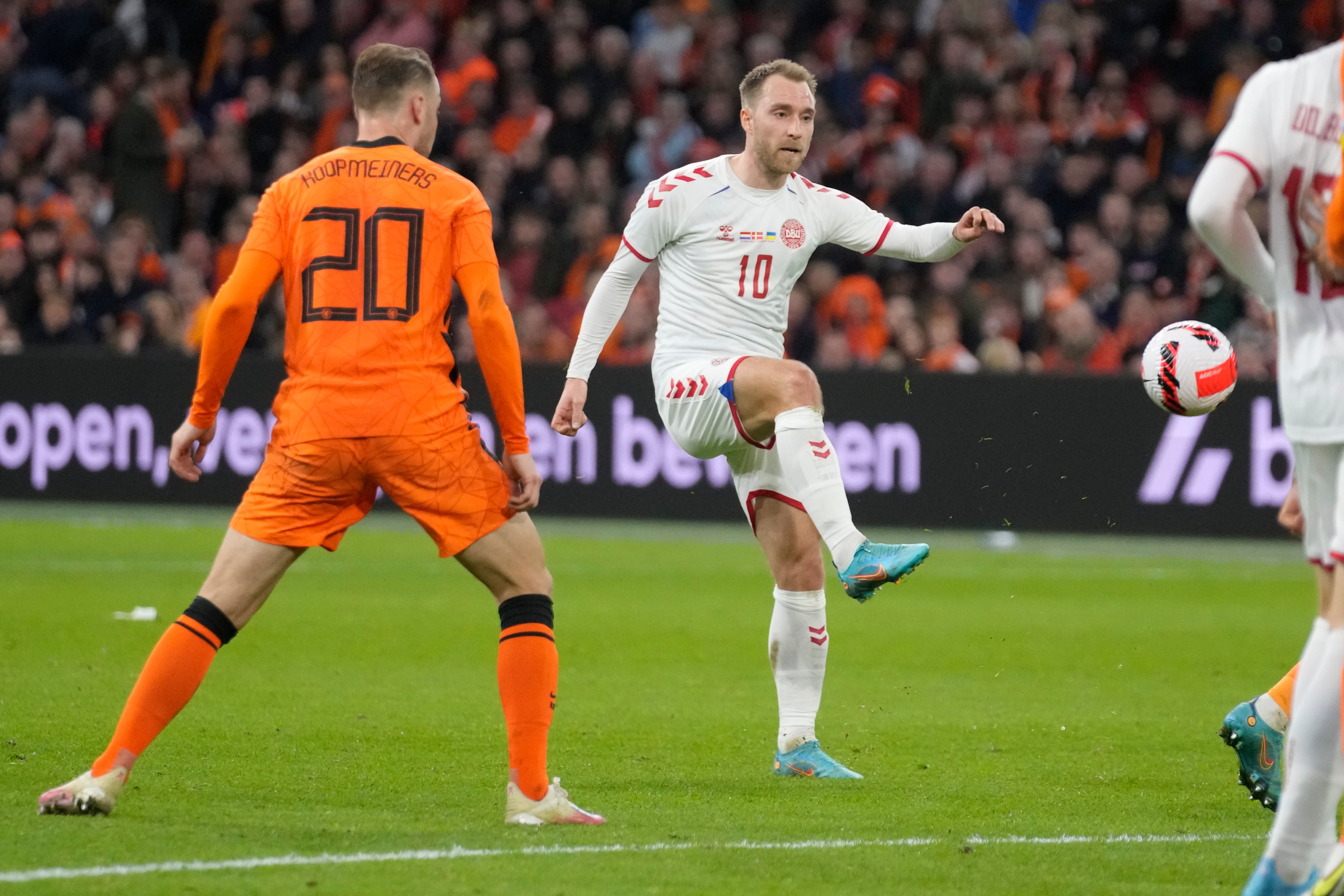 Christian Eriksen (right) was on target for Denmark (Peter Dejong/AP)