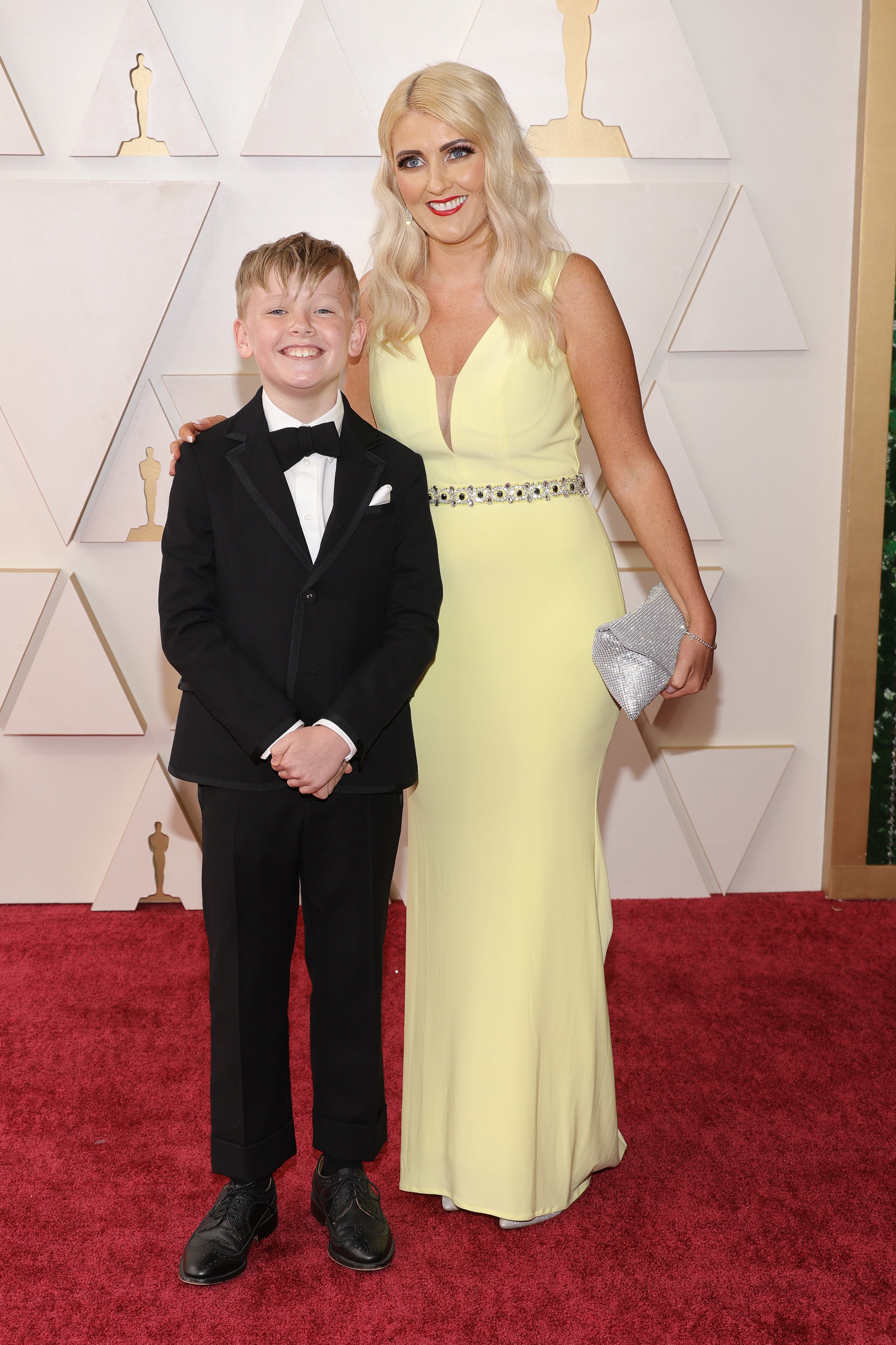 Jude Hill and mom Shauneen Hill walk the Oscars red carpet