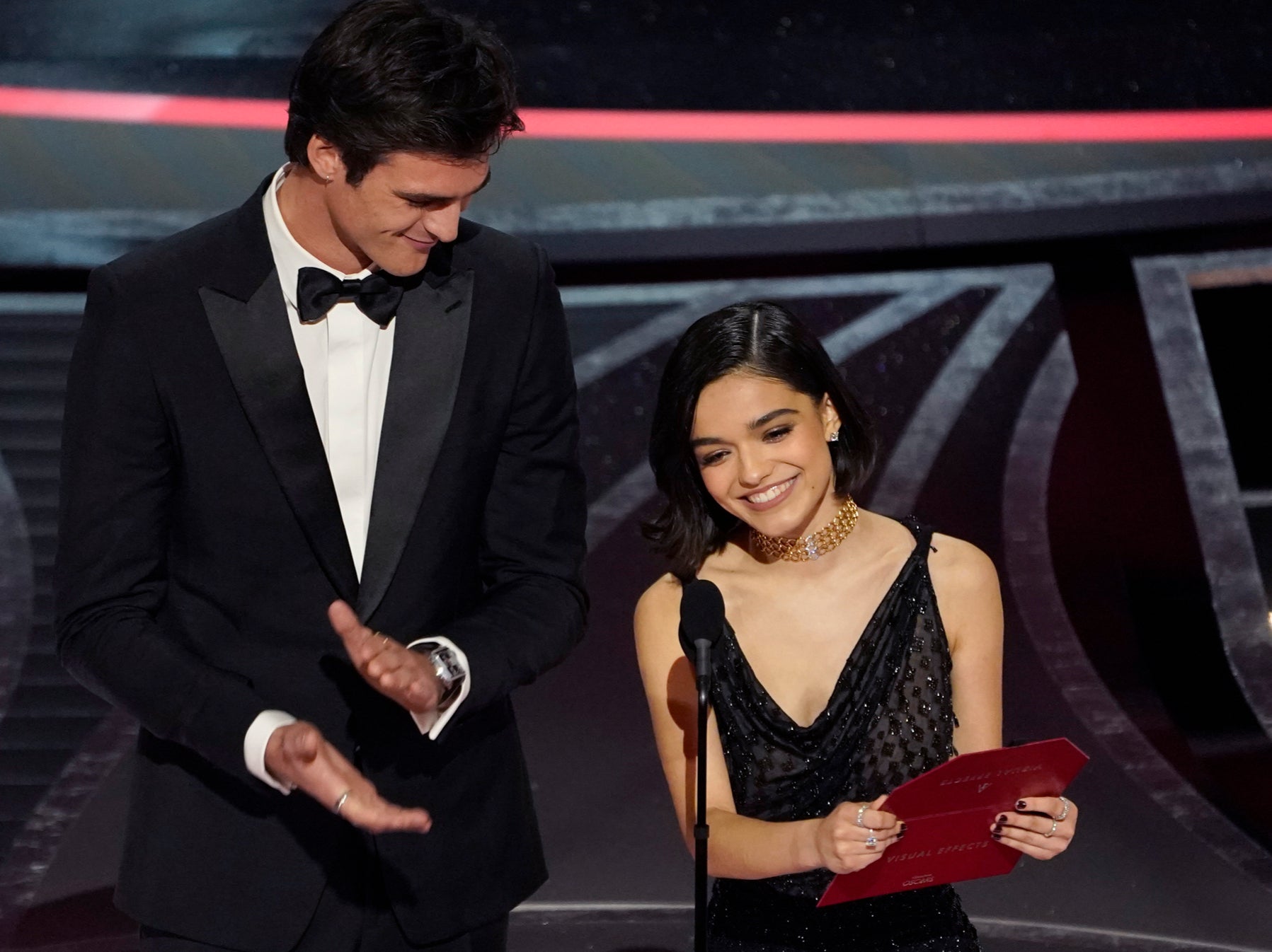 Jacob Elordi and Rachel Zegler at the Oscars 2022