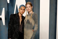 Hunter Schafer and Dominic Fike make red carpet couple debut at Vanity Fair Oscars party