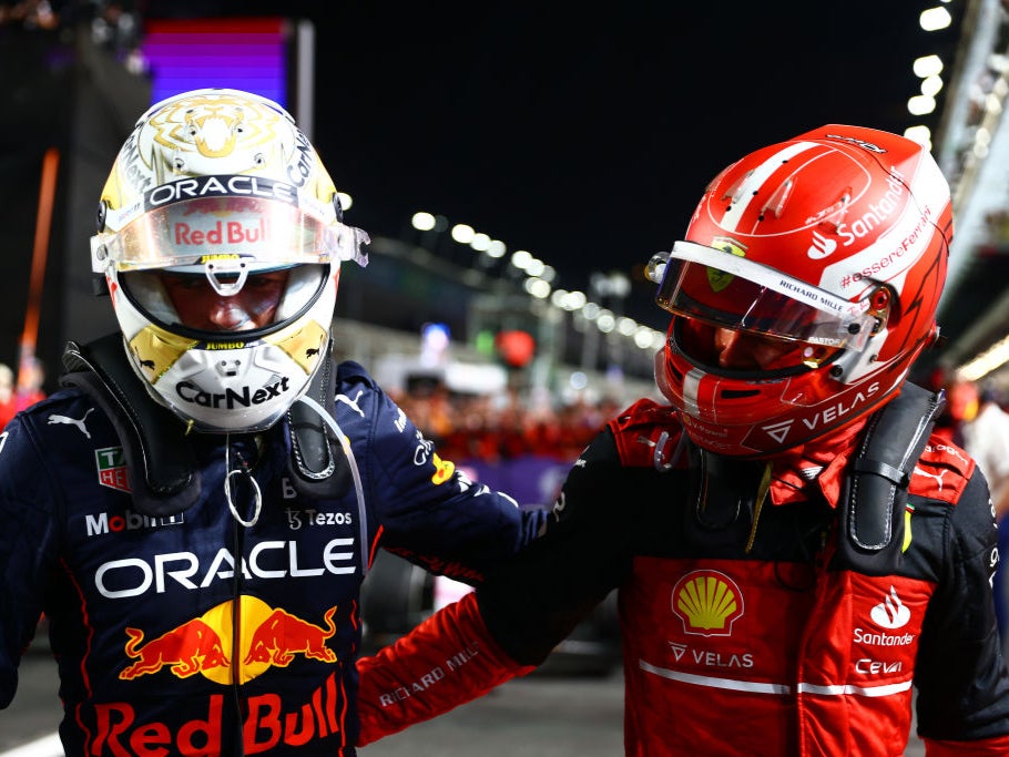 Max Verstappen and Charles Leclerc speak after the Saudi GP