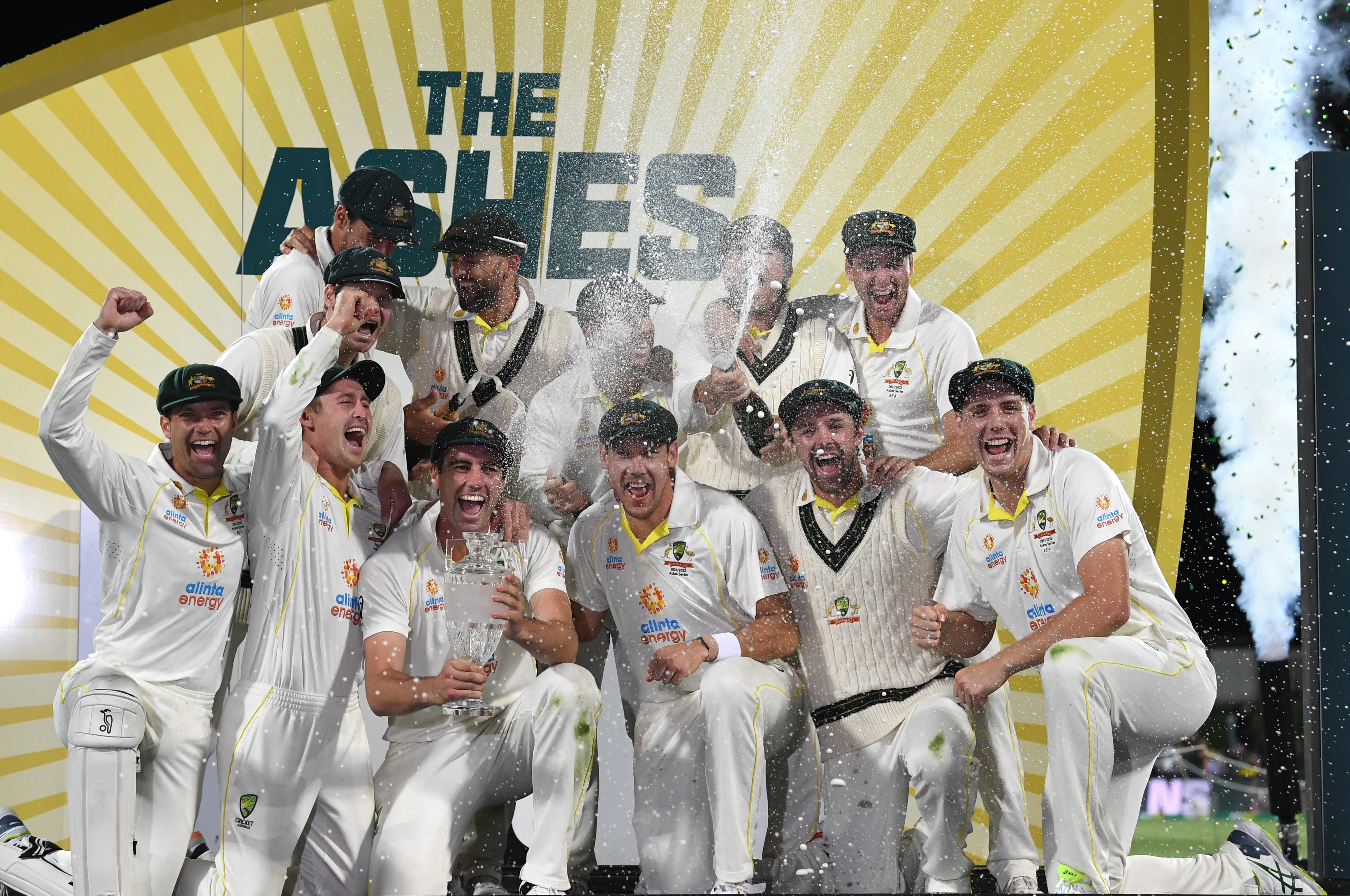 England had to watch Australia celebrate an Ashes win (Darren England via AAP/PA)
