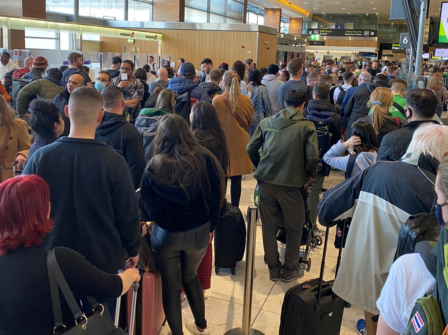 Queues at Dublin Airport yesterday