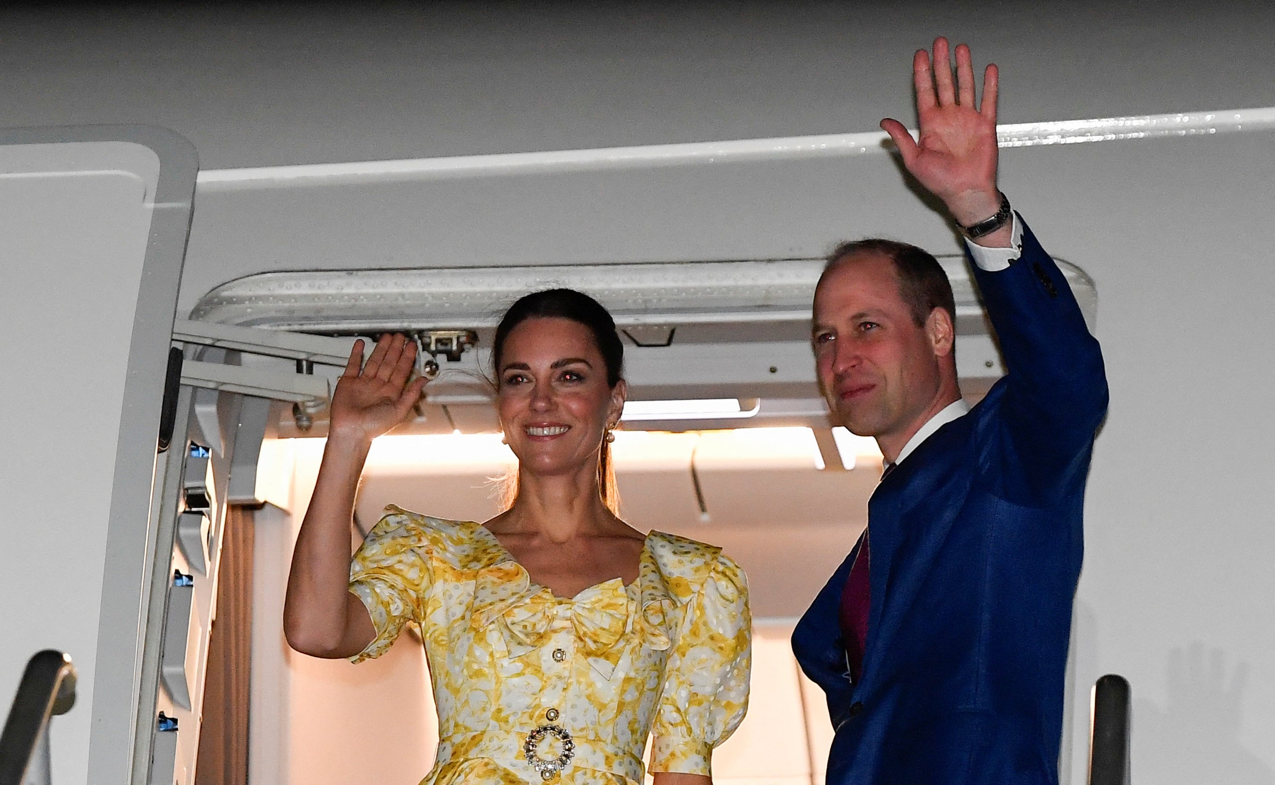 The Duke and Duchess of Cambridge board a plane at Lynden Pindling International Airport Toby Melville(/PA)