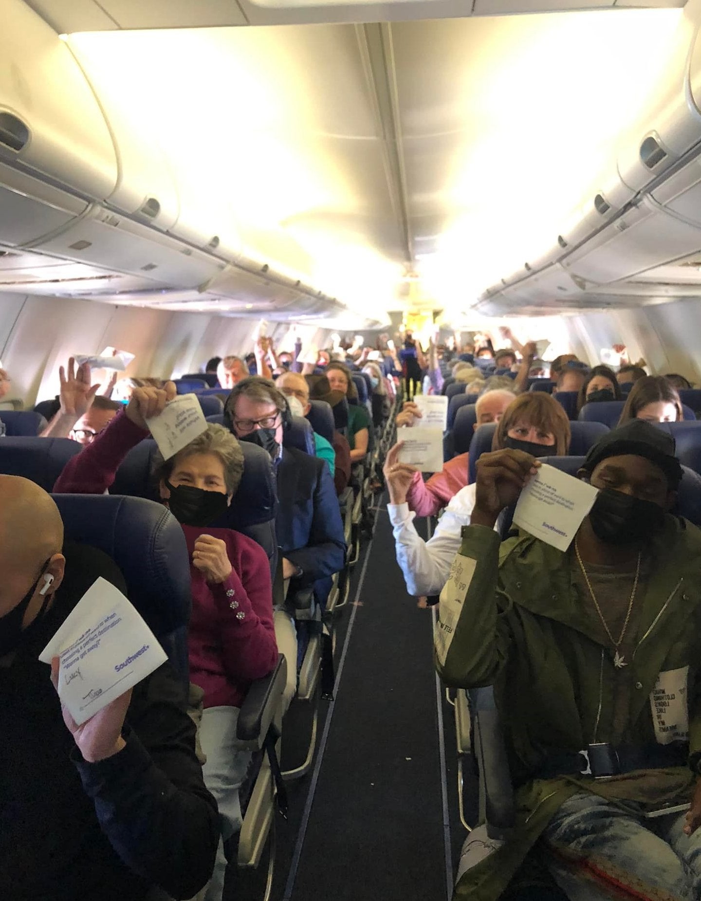 Passengers on the Southwest flight with their votes