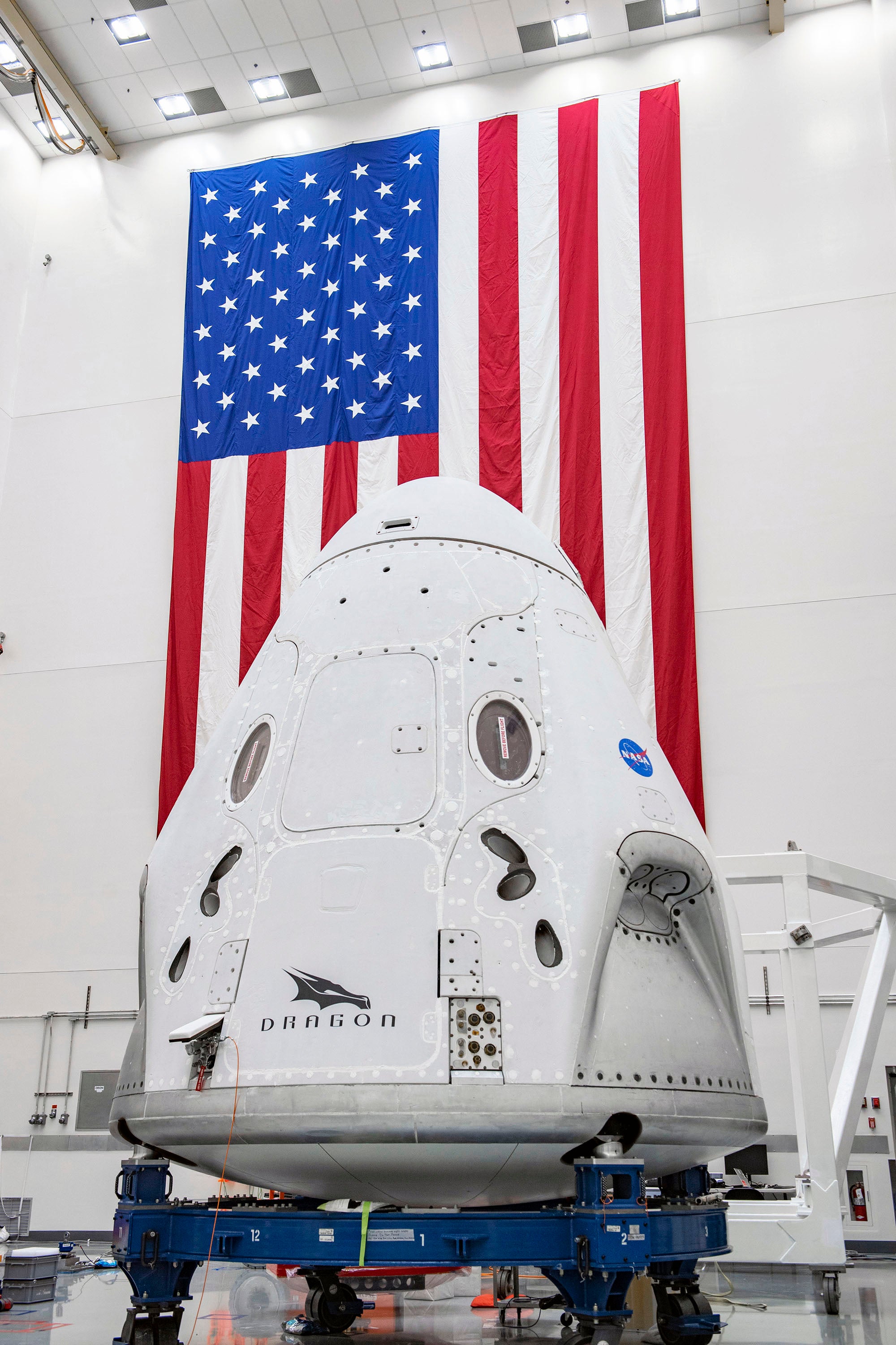 A SpaceX Crew Dragon vehicle at Cape Canaveral.