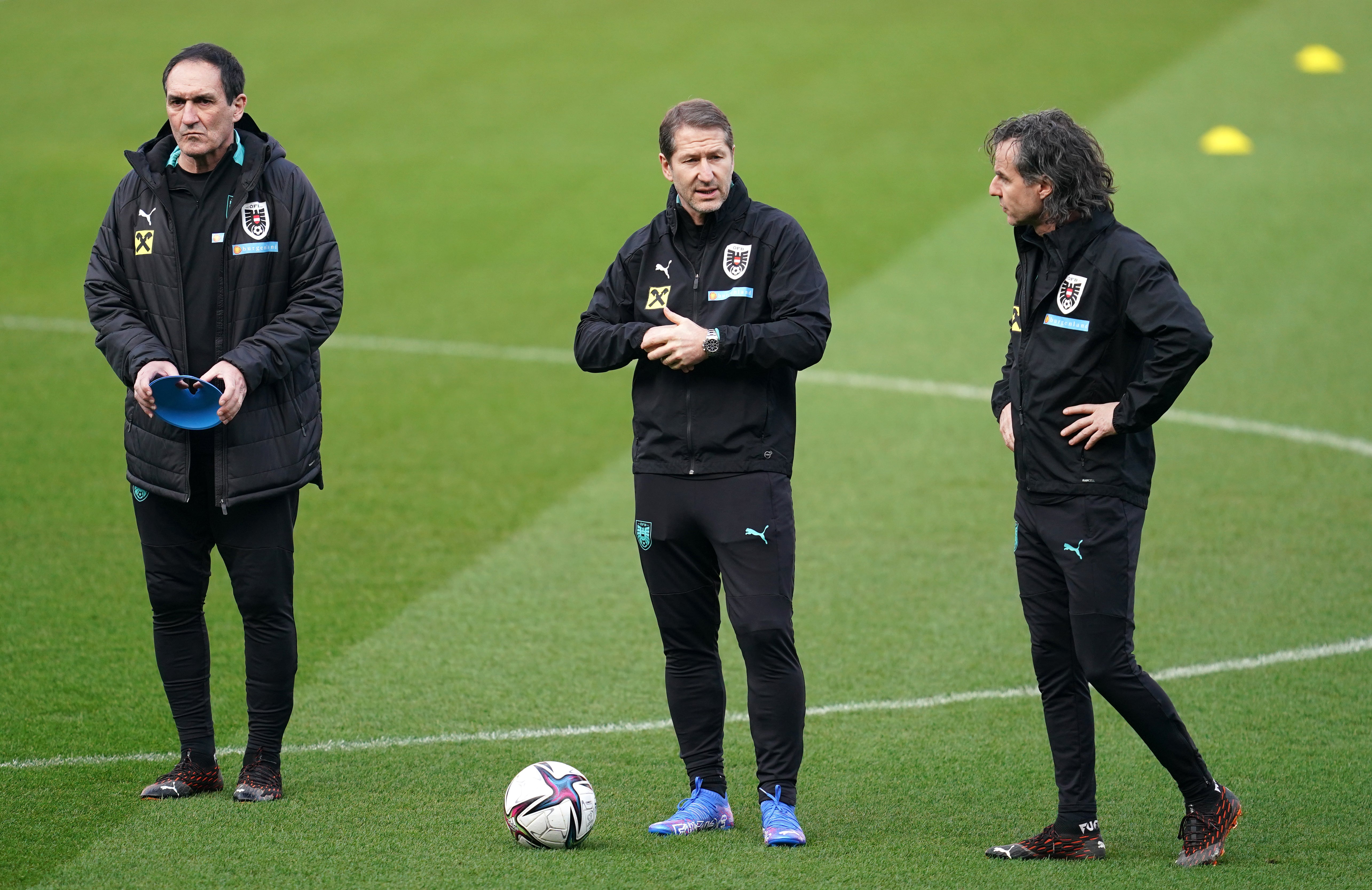 Franco Foda (centre) is quitting as Austria manager (Nick Potts/PA)