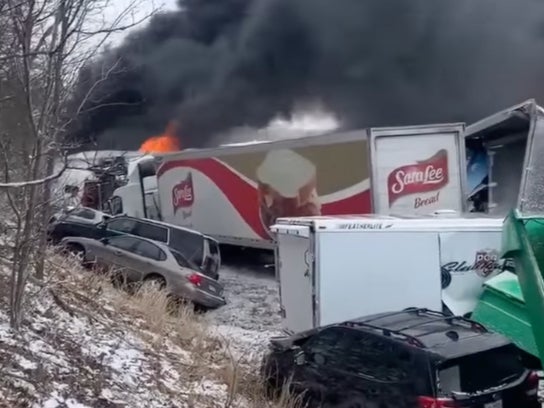 Car crash involving an estimated 20 vehicles unfolded on Pennsylvania’s Interstate 81 on Monday