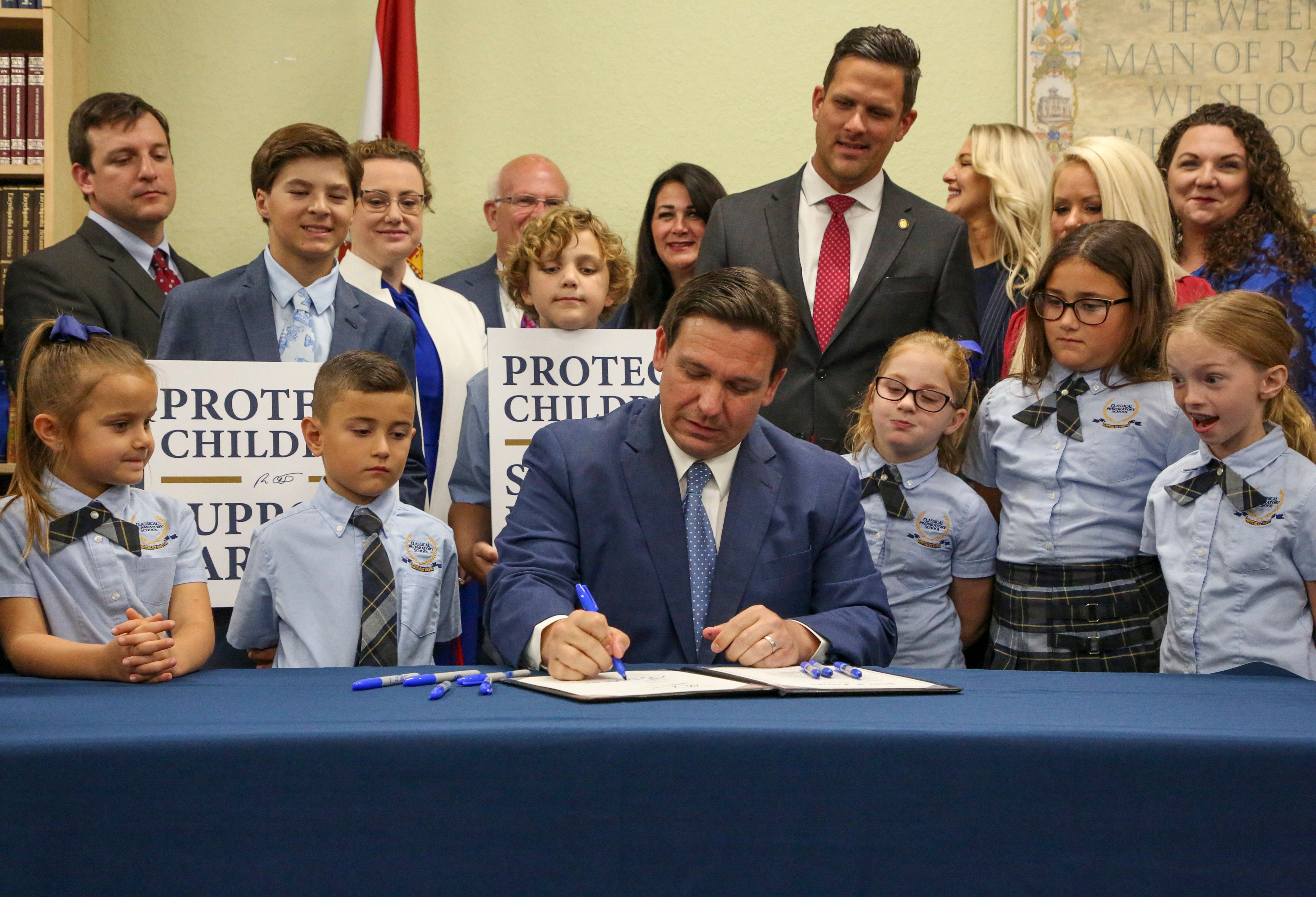 Florida Governor Ron DeSantis signing the Don’t Say Gay Bill into law in March