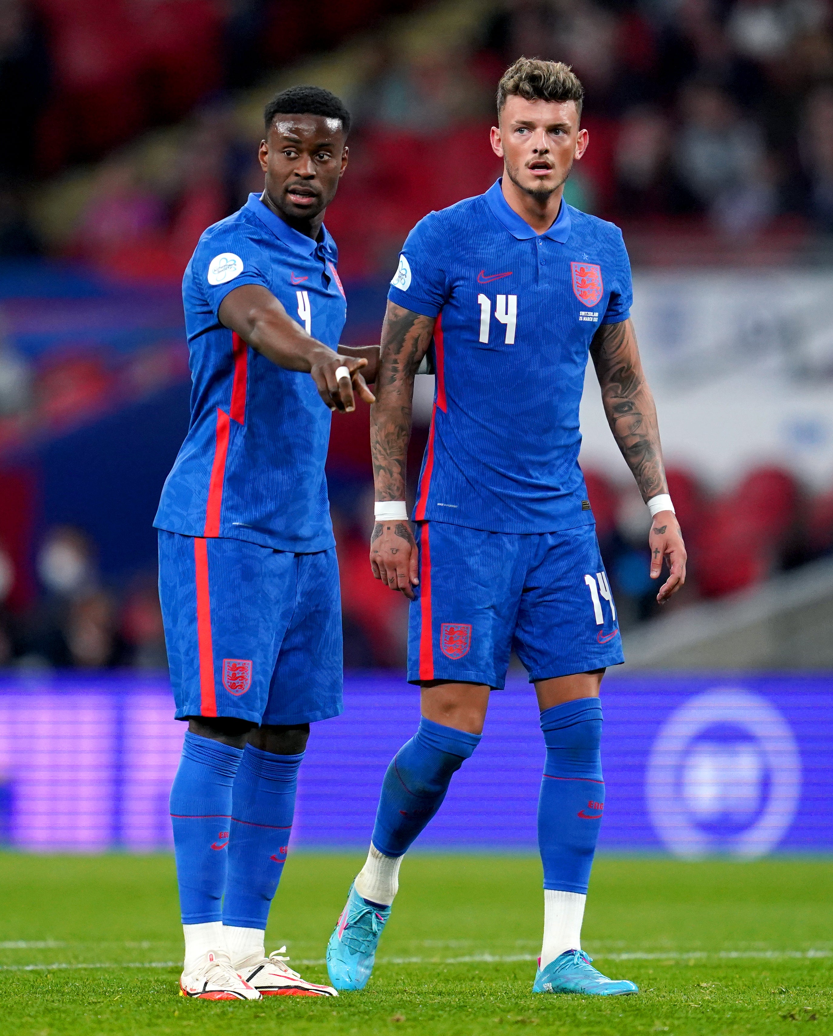 Marc Guehi (left) impressed on his senior England debut against Switzerland (Nick Potts/PA)