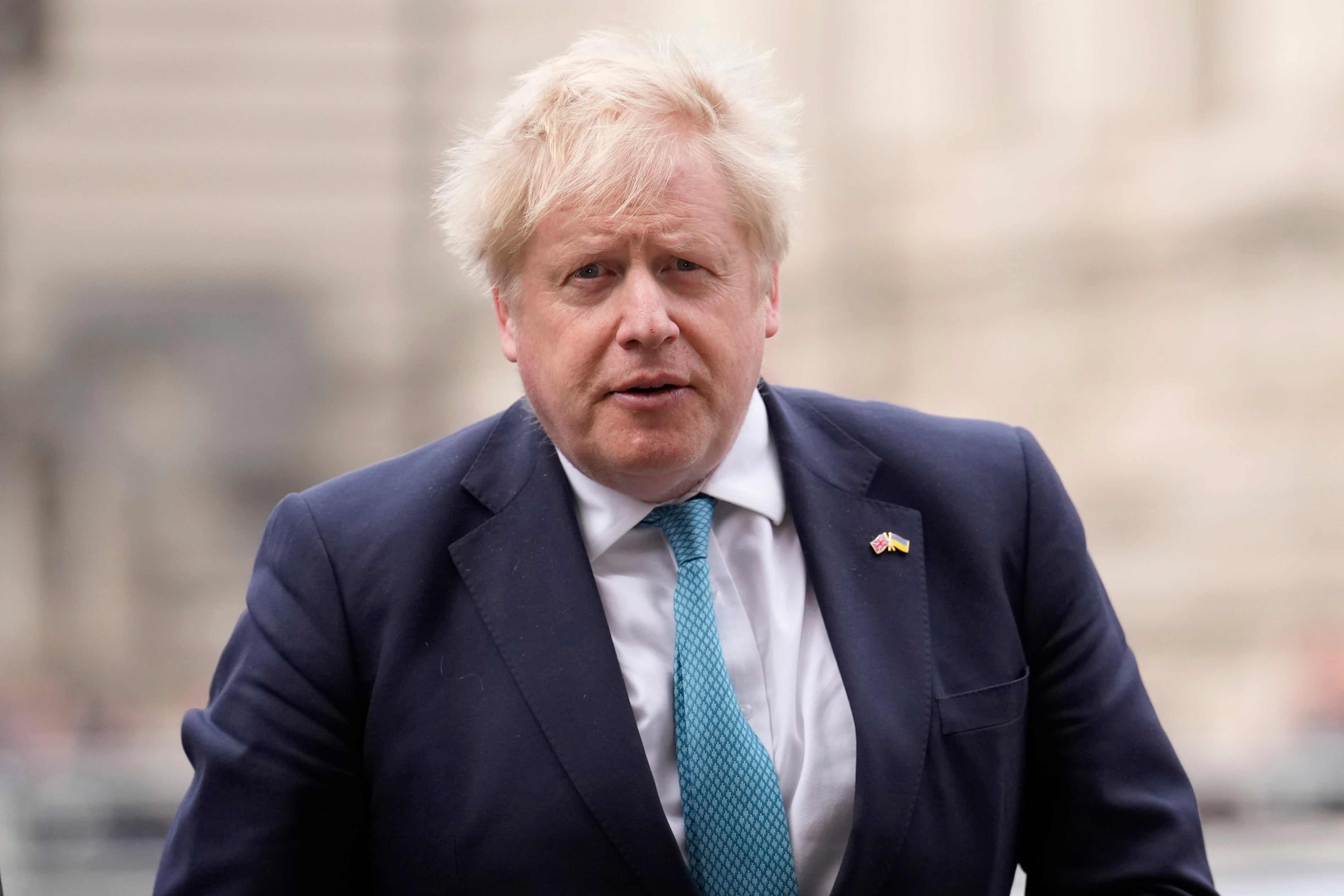 Prime Minister Boris Johnson arrives to attend a Service of Thanksgiving for the life of Prince Philip