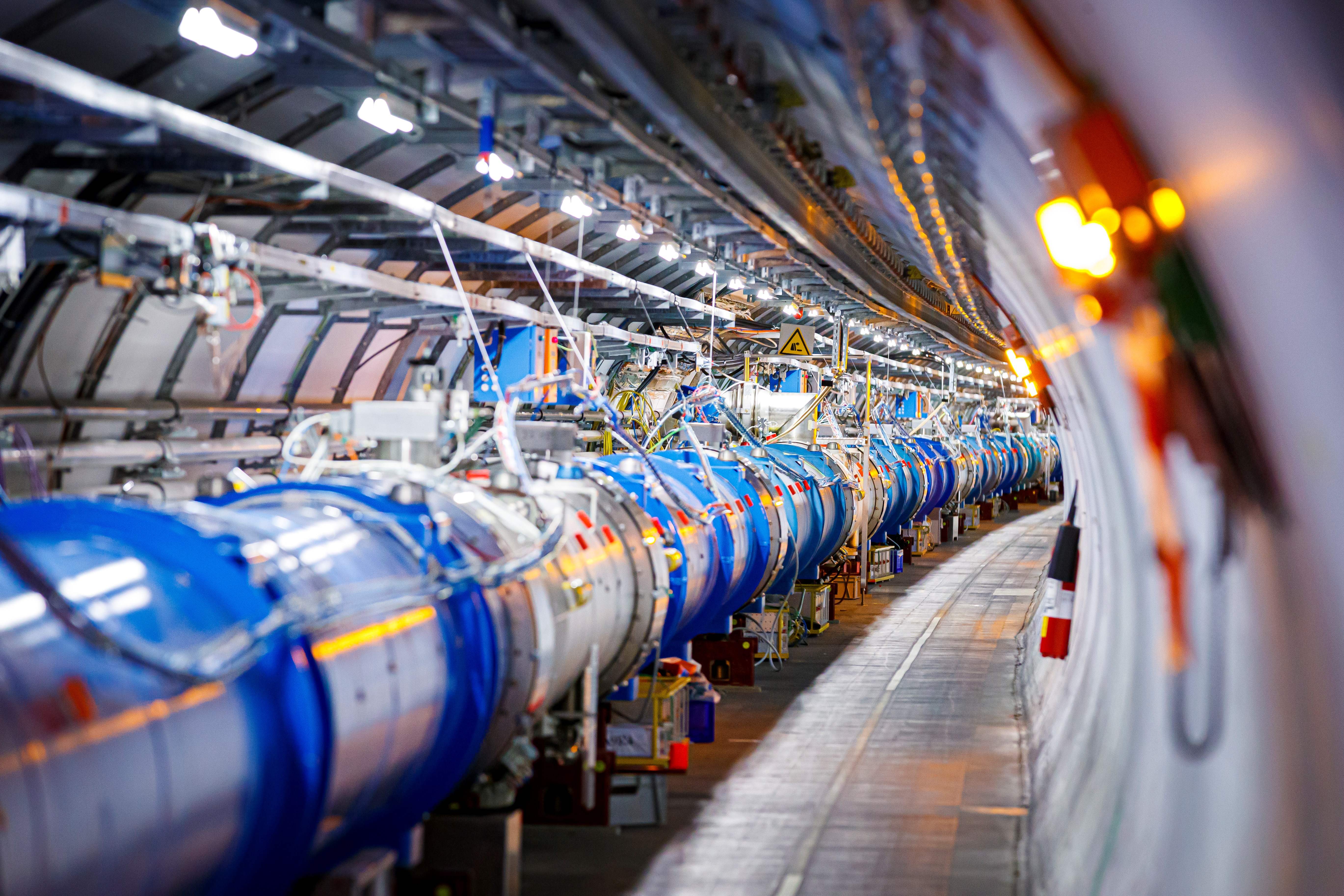 Large Hadron Collider, in a tunnel of the European Organisation for Nuclear Research, during maintenance works