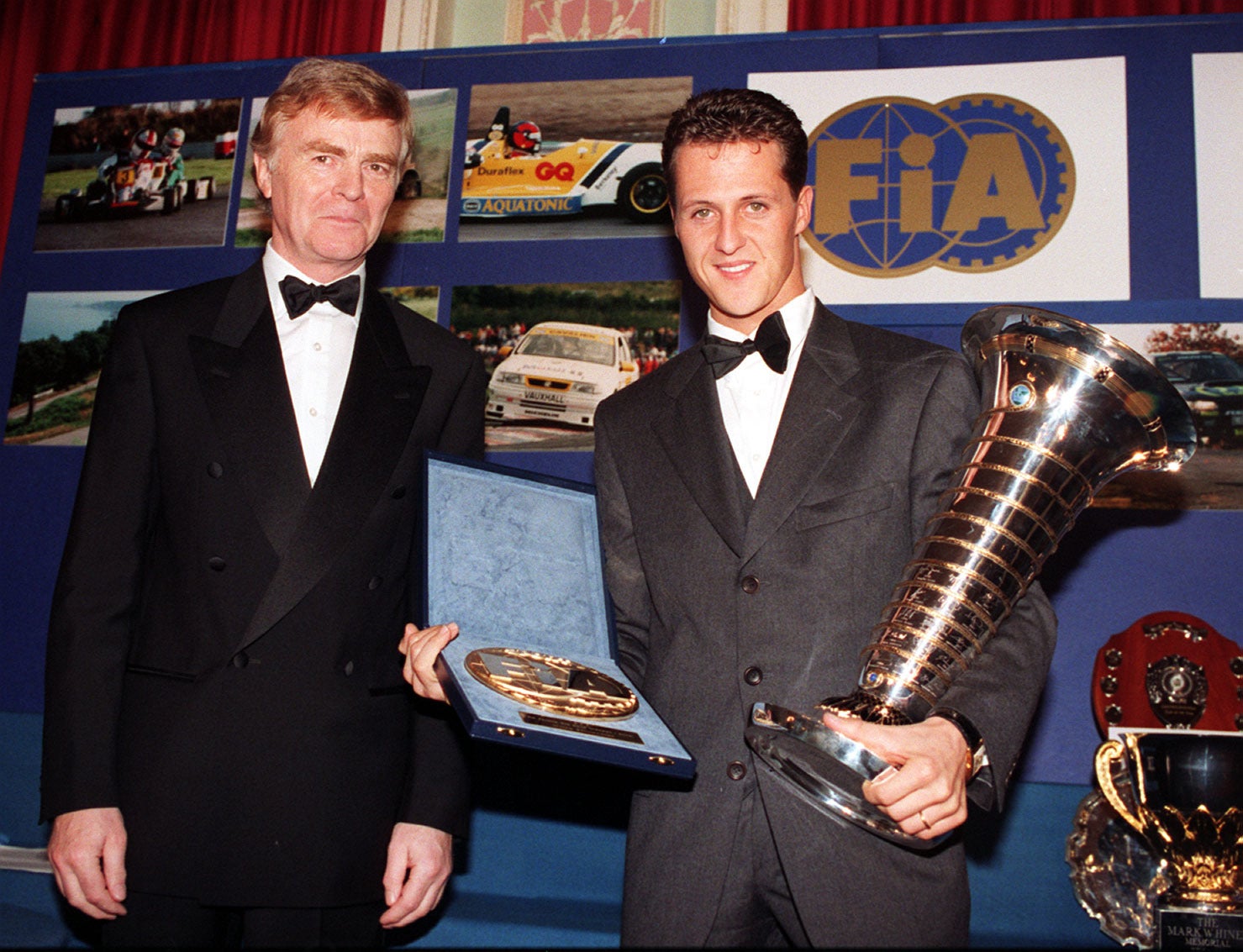 Mosley during his time as FIA president with the seven-time world champion Michael Schumacher