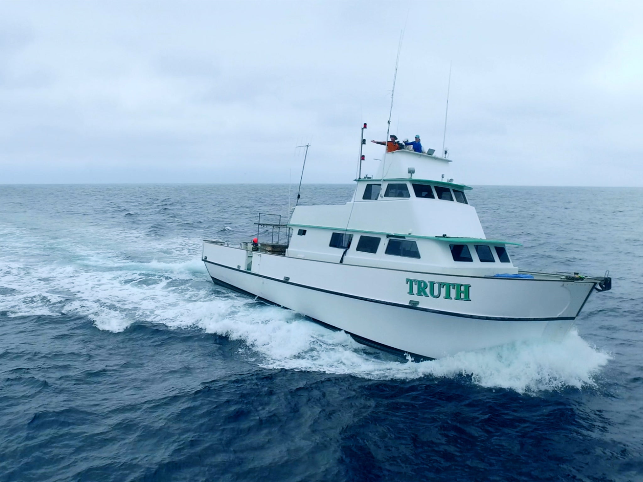 The team aboard ‘Truth’ off the coast of southern California