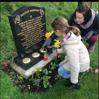 Heidi Mortimer at her son Harrison’s grave