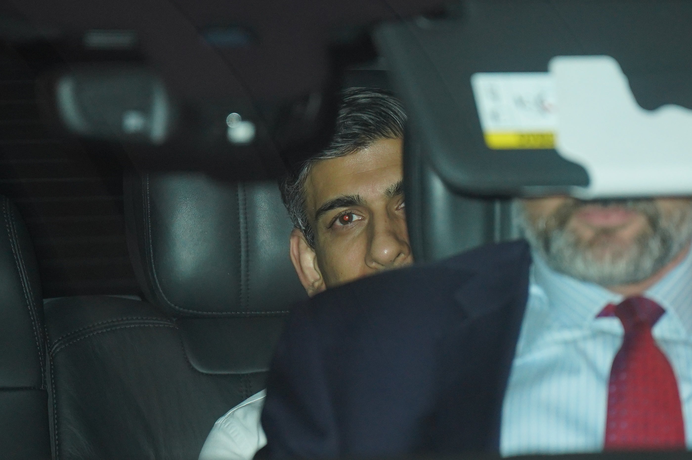 Rishi Sunak leaves the Park Plaza Hotel (Yui Mok/PA)