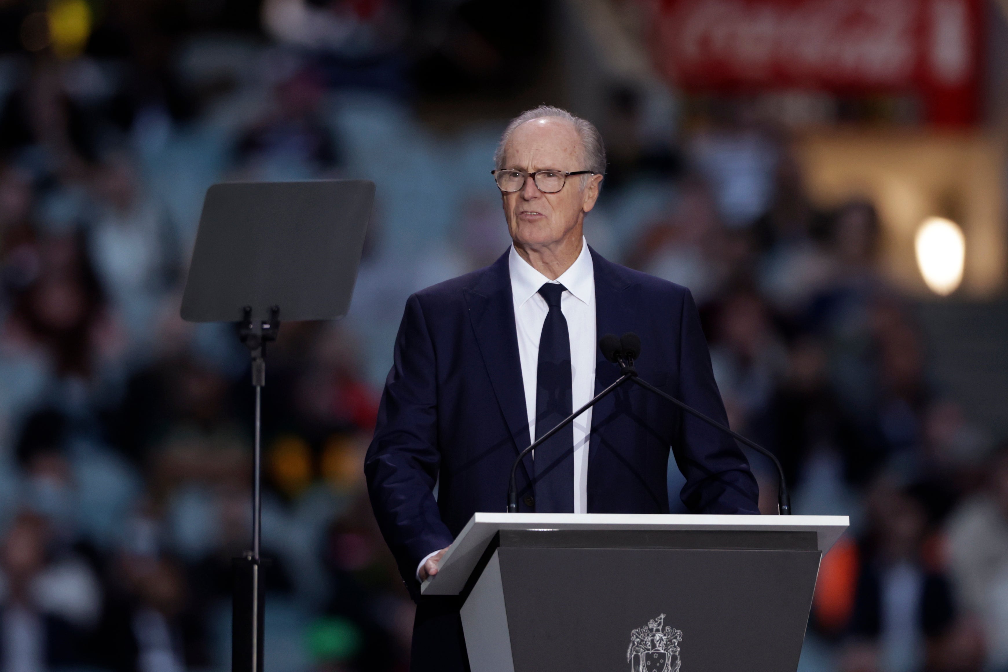 Shane Warne’s father Keith spoke during the memorial service (Asanka Brendon Ratnayake/AP)