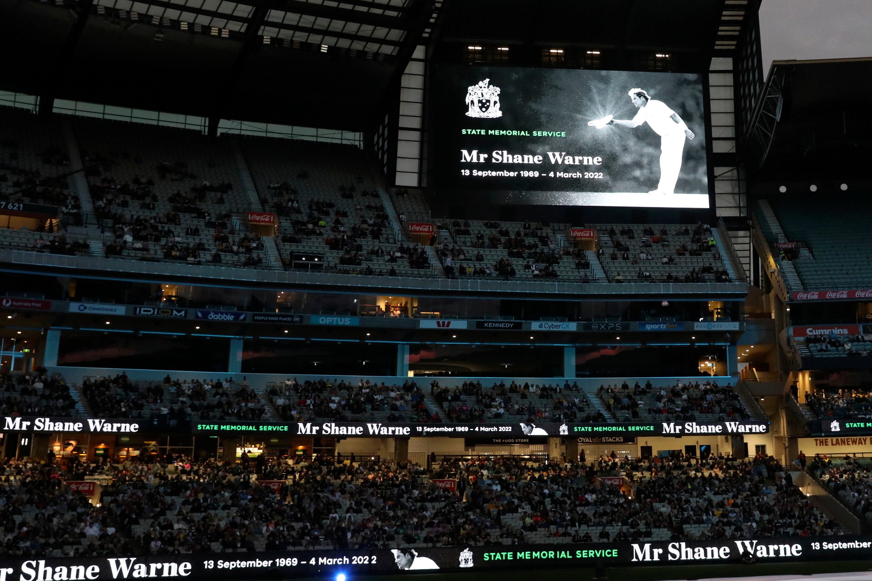 A memorial service for Shane Warne took place at the MCG on Wednesday (Asanka Brendon Ratnayake/AP)