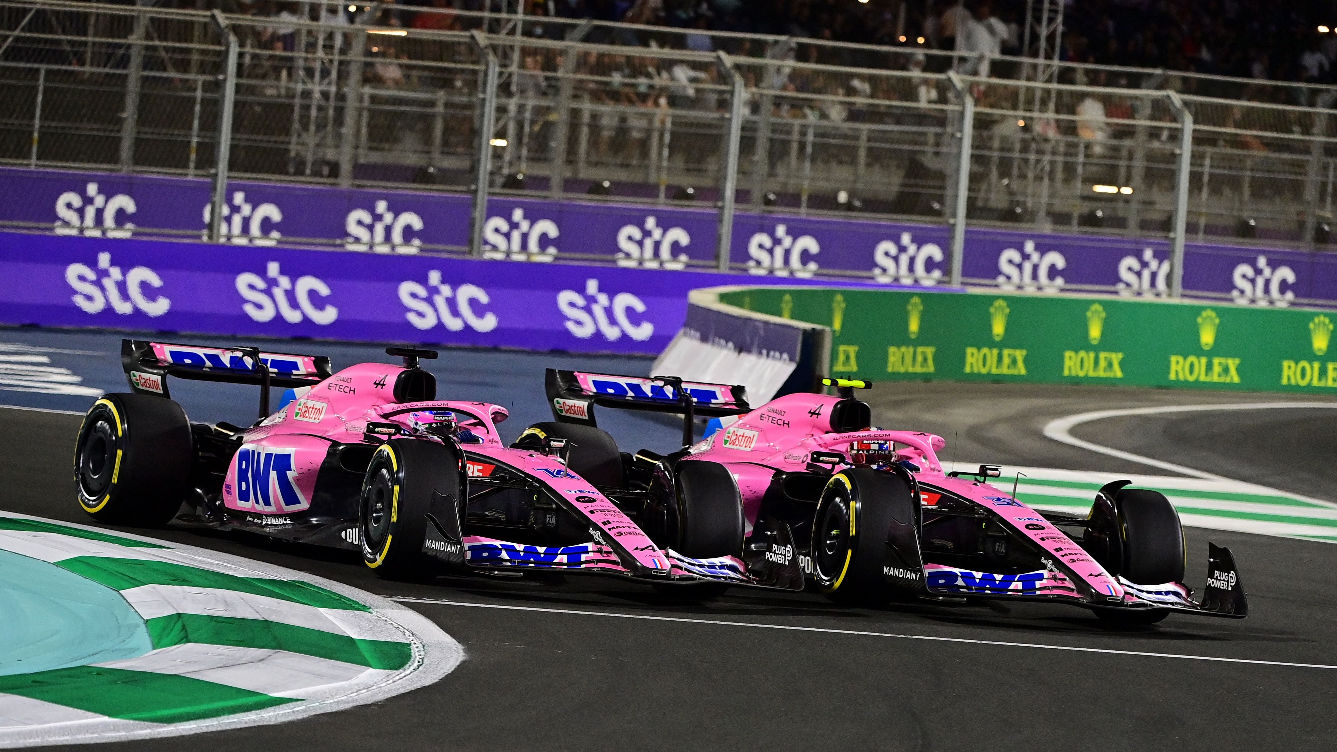 Esteban Ocon (right) and Fernando Alonso came close to crashing on a number of occasions during the Saudi Arabian Grand Prix