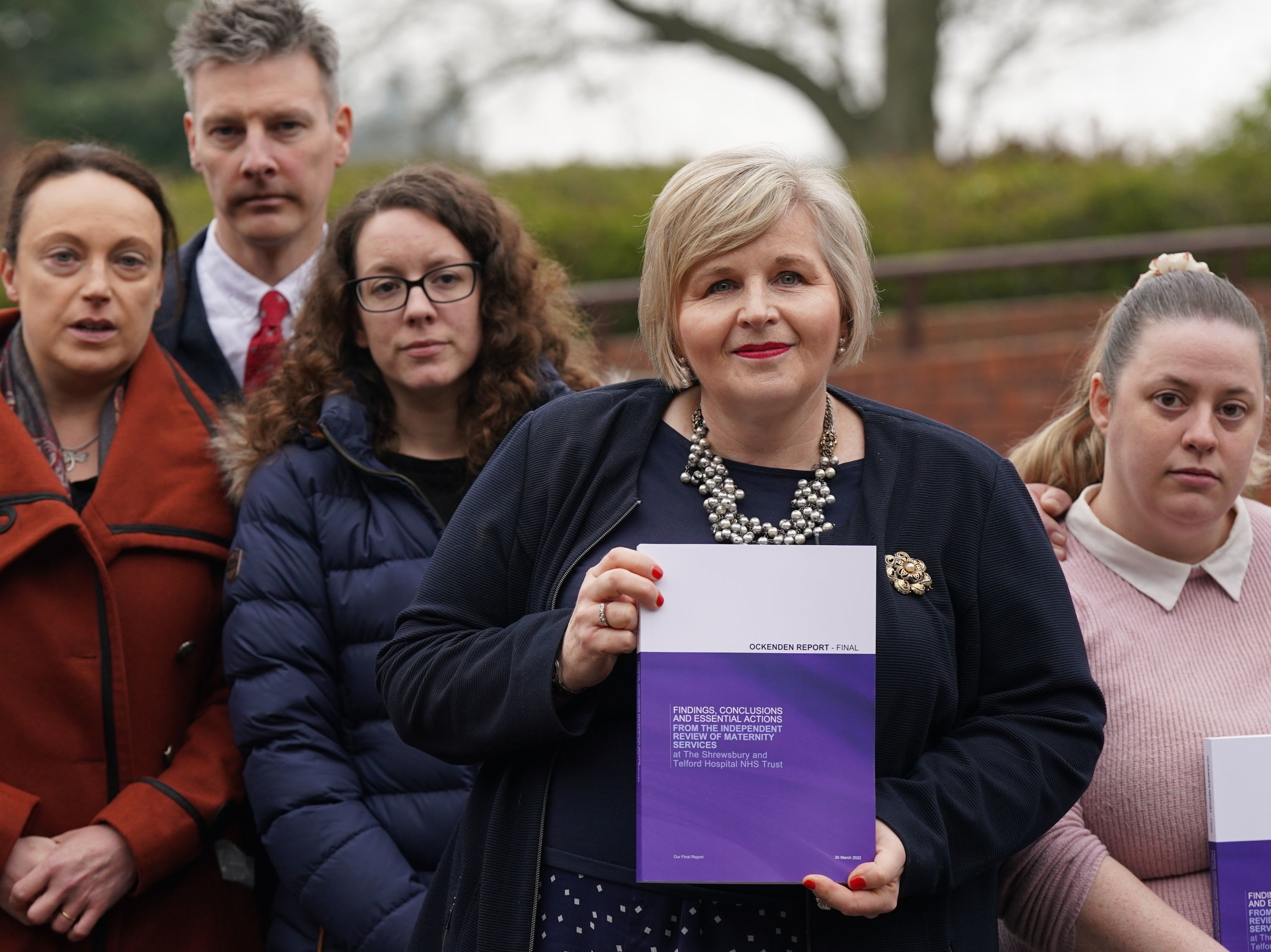 Donna Ockenden, chair of the Independent Review into Maternity Services at the Shrewsbury and Telford Hospital NHS Trust, with families affected by incidents at the trust