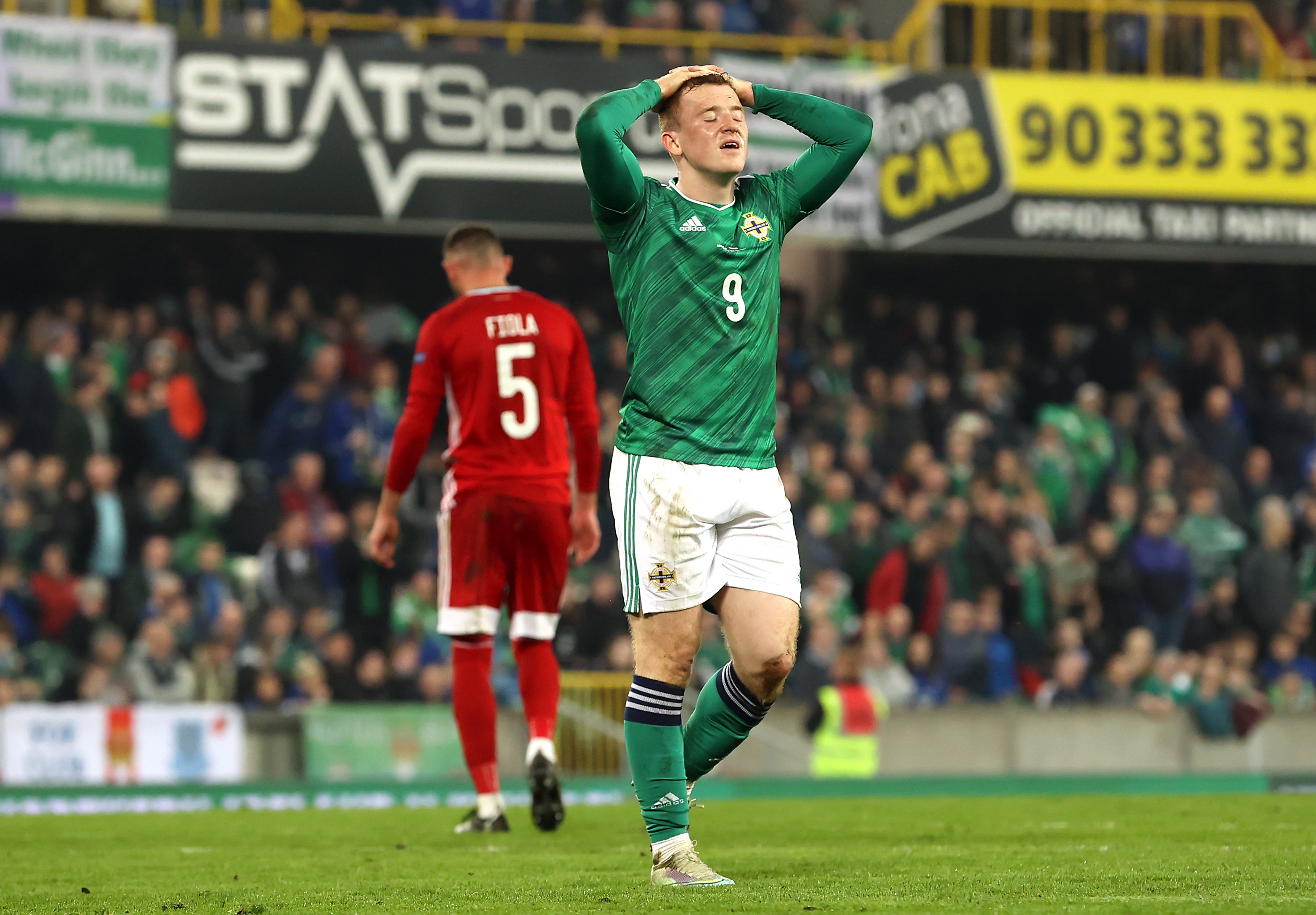 Northern Ireland’s Shayne Lavery rues a missed chance (Liam McBurney/PA)