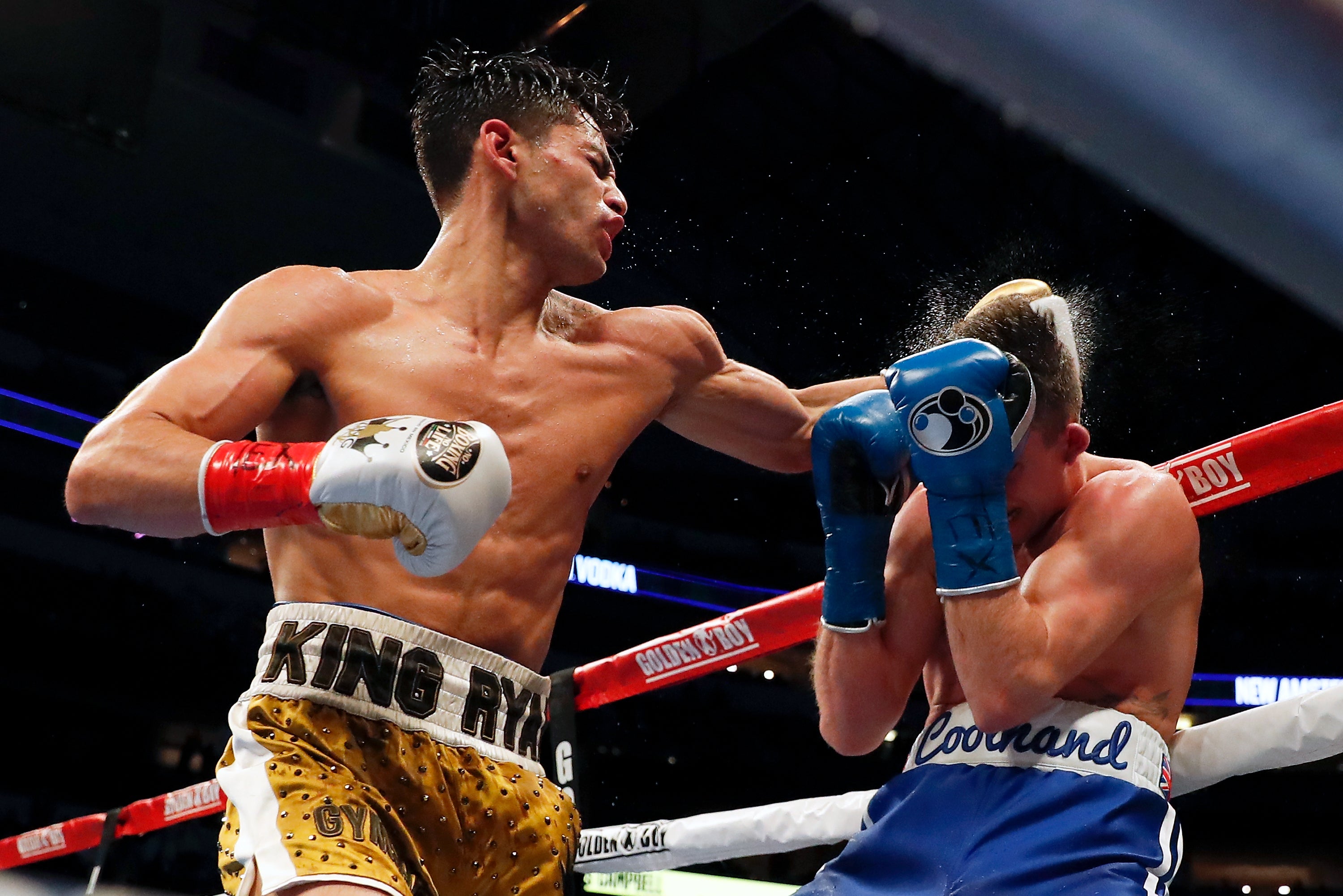 Ryan Garcia lands a left hook against Luke Campbell