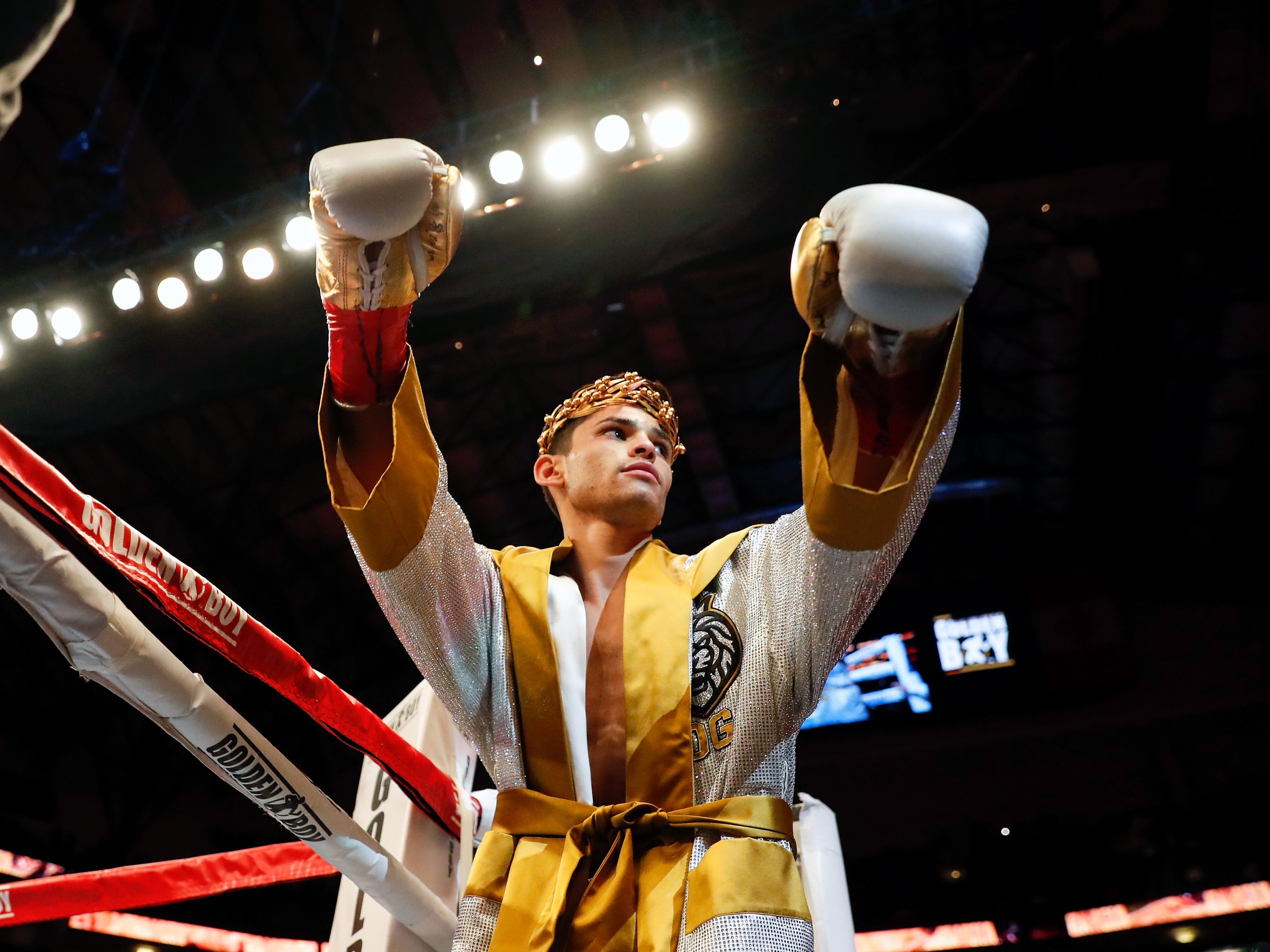 Ryan Garcia enters the ring before fighting Luke Campbell