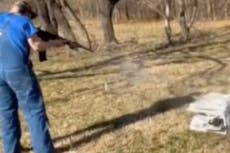 GOP candidate shoots at 'godless commie' vote counting machine in campaign advert